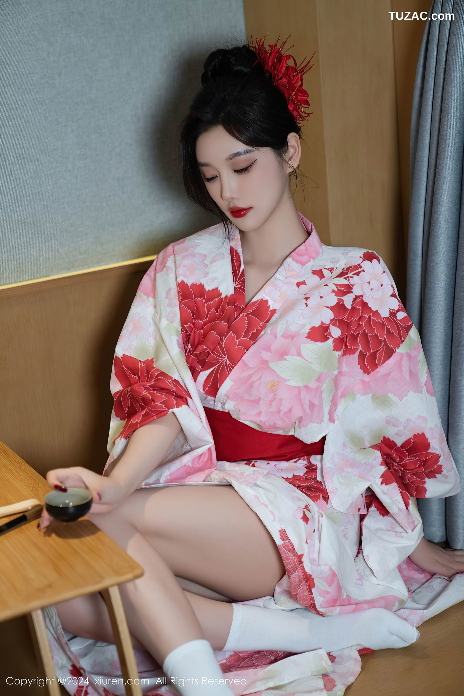 XiuRen秀人网-9208-杨晨晨Yome-红花和服红色情趣内衣-2024.09.25