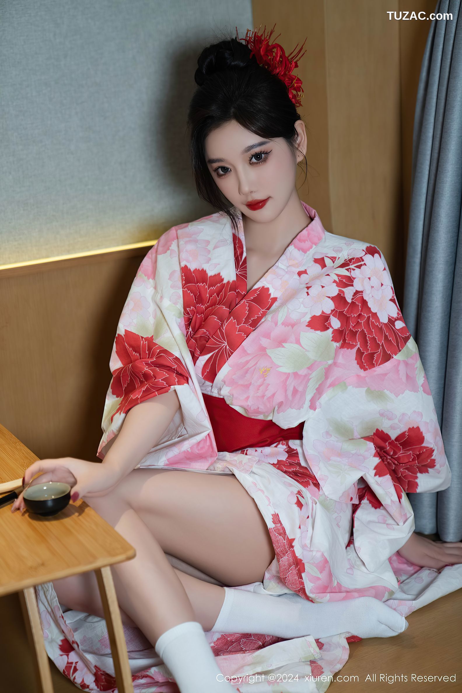 XiuRen秀人网-9208-杨晨晨Yome-红花和服红色情趣内衣-2024.09.25