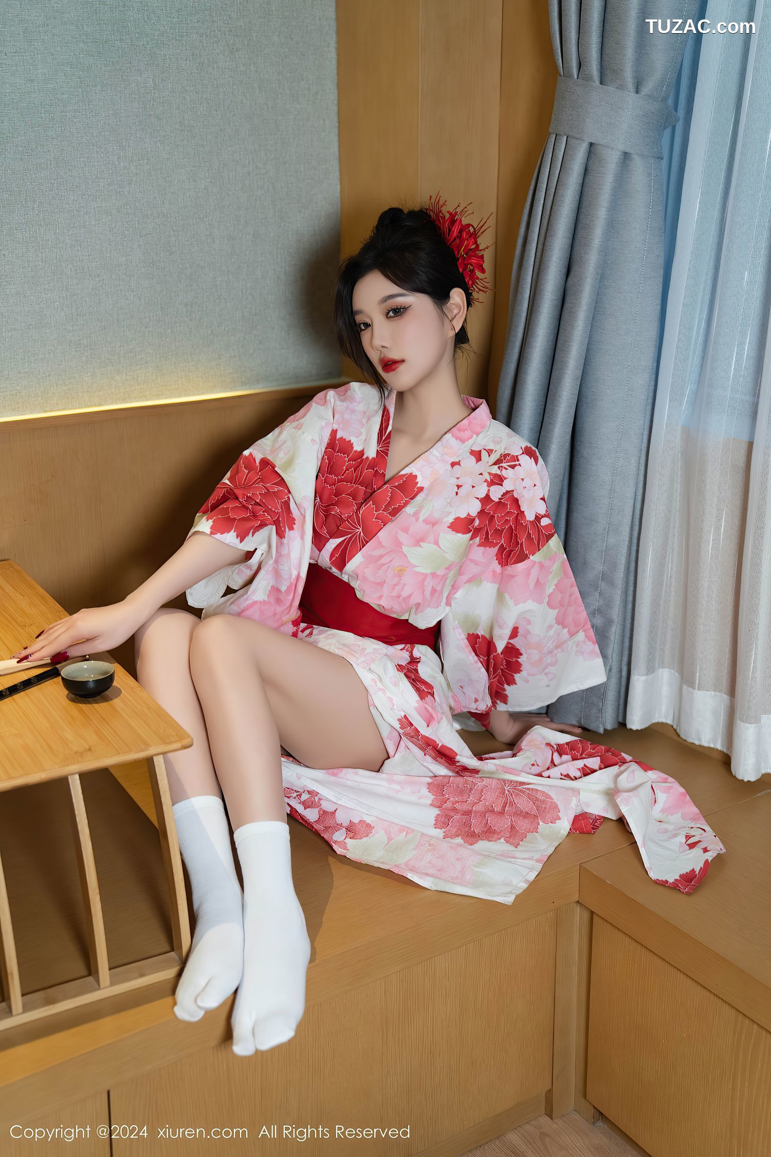 XiuRen秀人网-9208-杨晨晨Yome-红花和服红色情趣内衣-2024.09.25