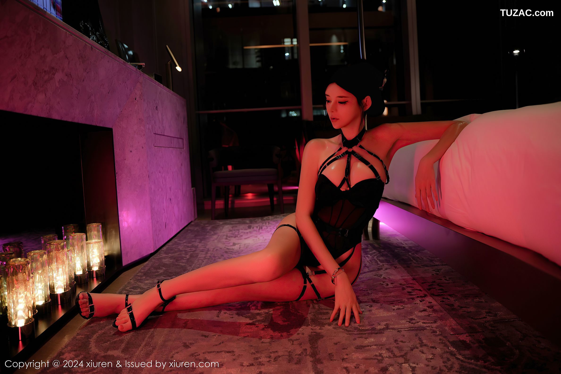 XiuRen秀人网-9232-果茶姐姐-黑色情趣内衣-2024.09.30