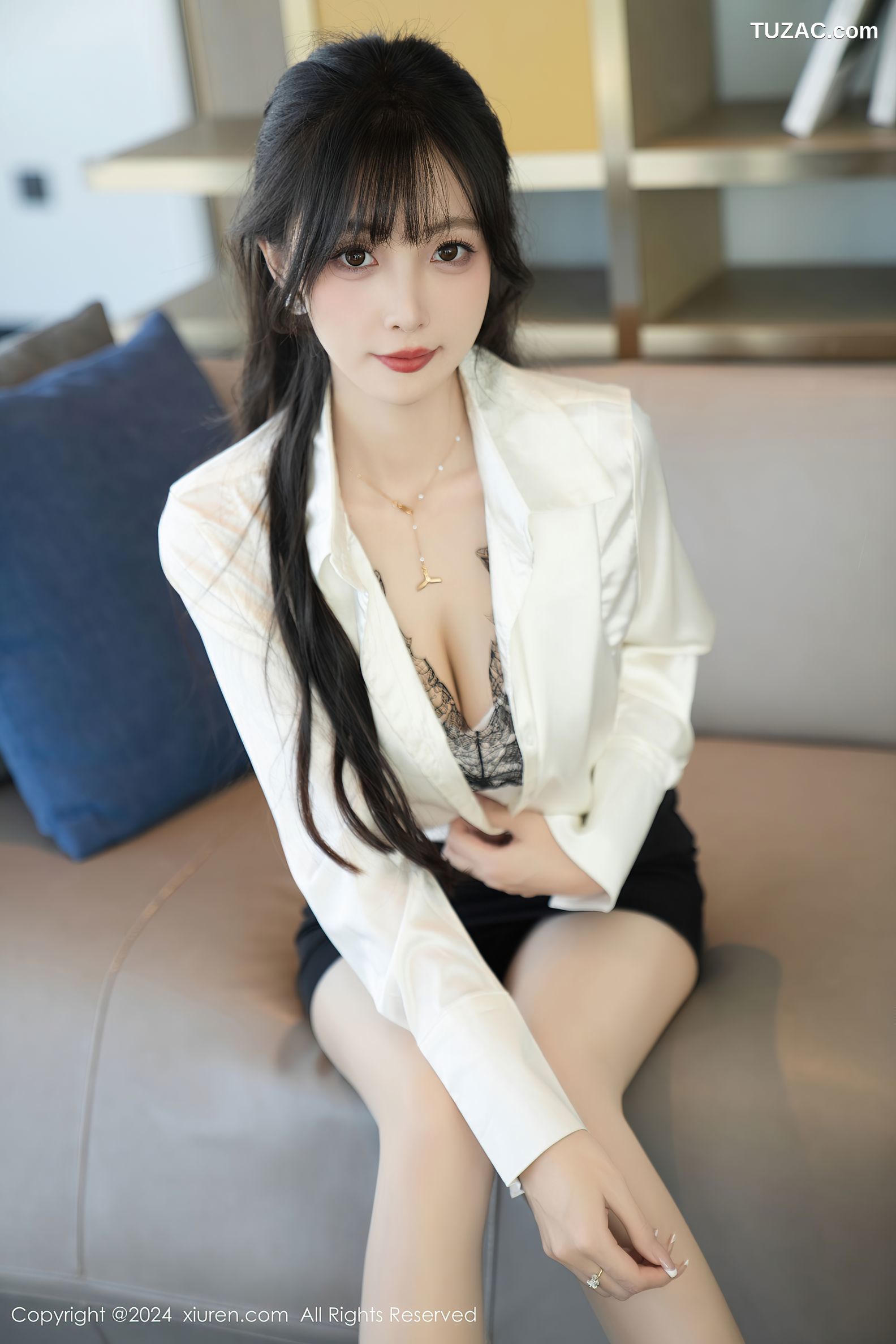 XiuRen秀人网-9237-林星阑-OL白衬衫黑短裙-蓝衣兔女郎-2024.09.30