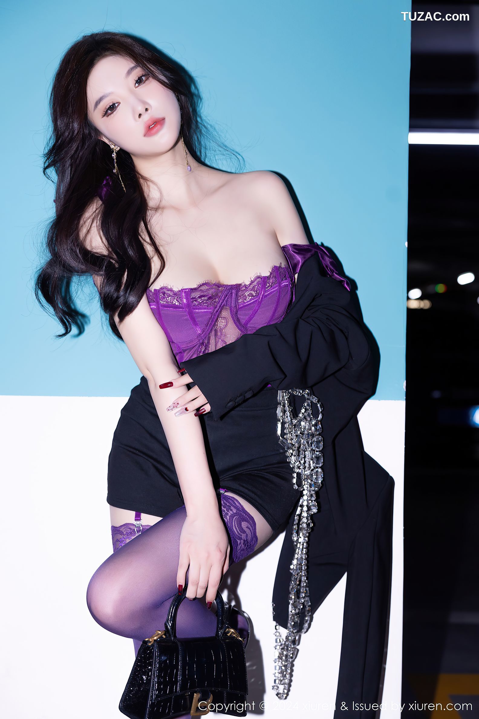 XiuRen秀人网-9239-杨晨晨Yome-紫色轻透情趣内衣-2024.09.30