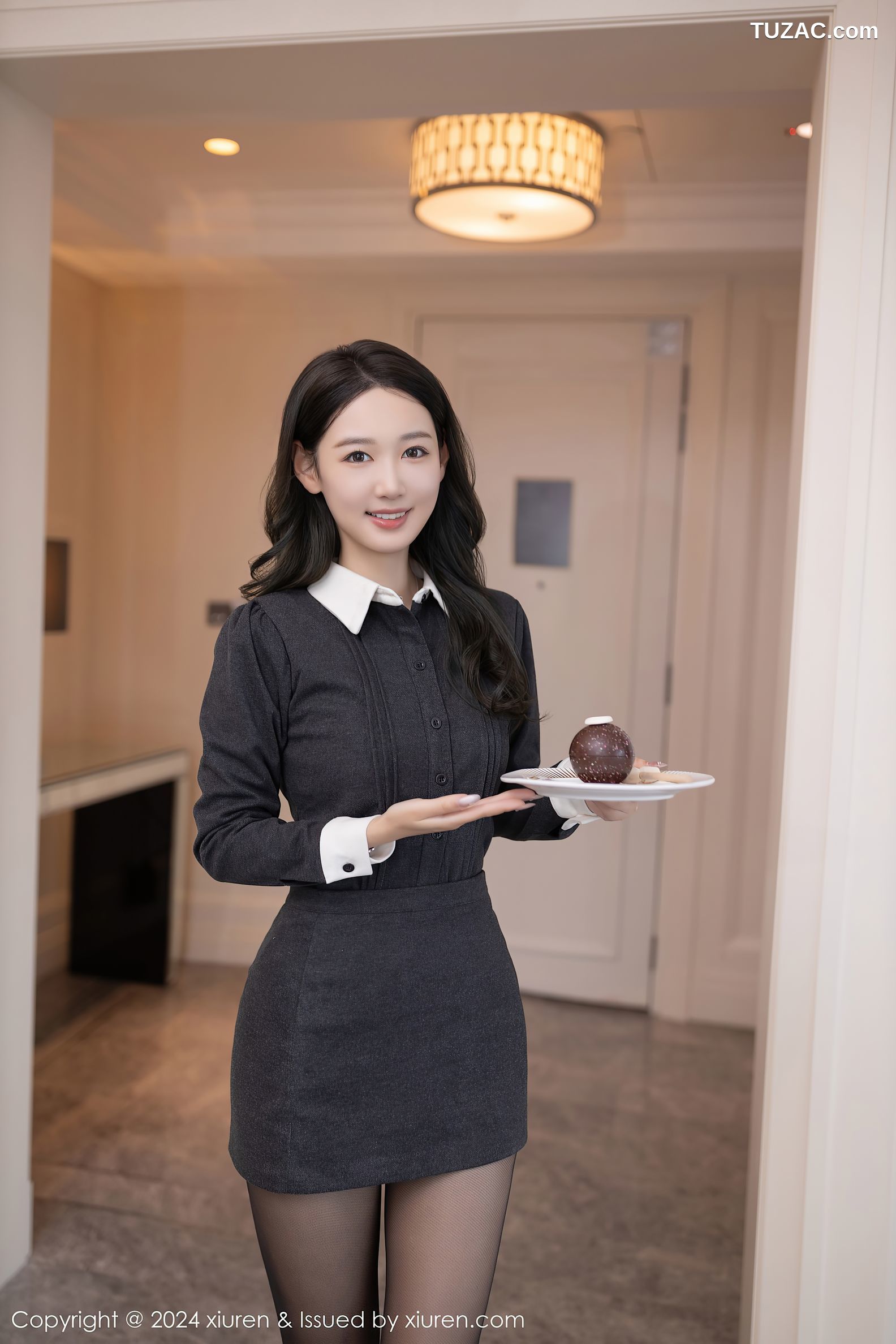 XiuRen秀人网-9250-唐安琪-黑色管家制服红色内衣黑丝-2024.10.08