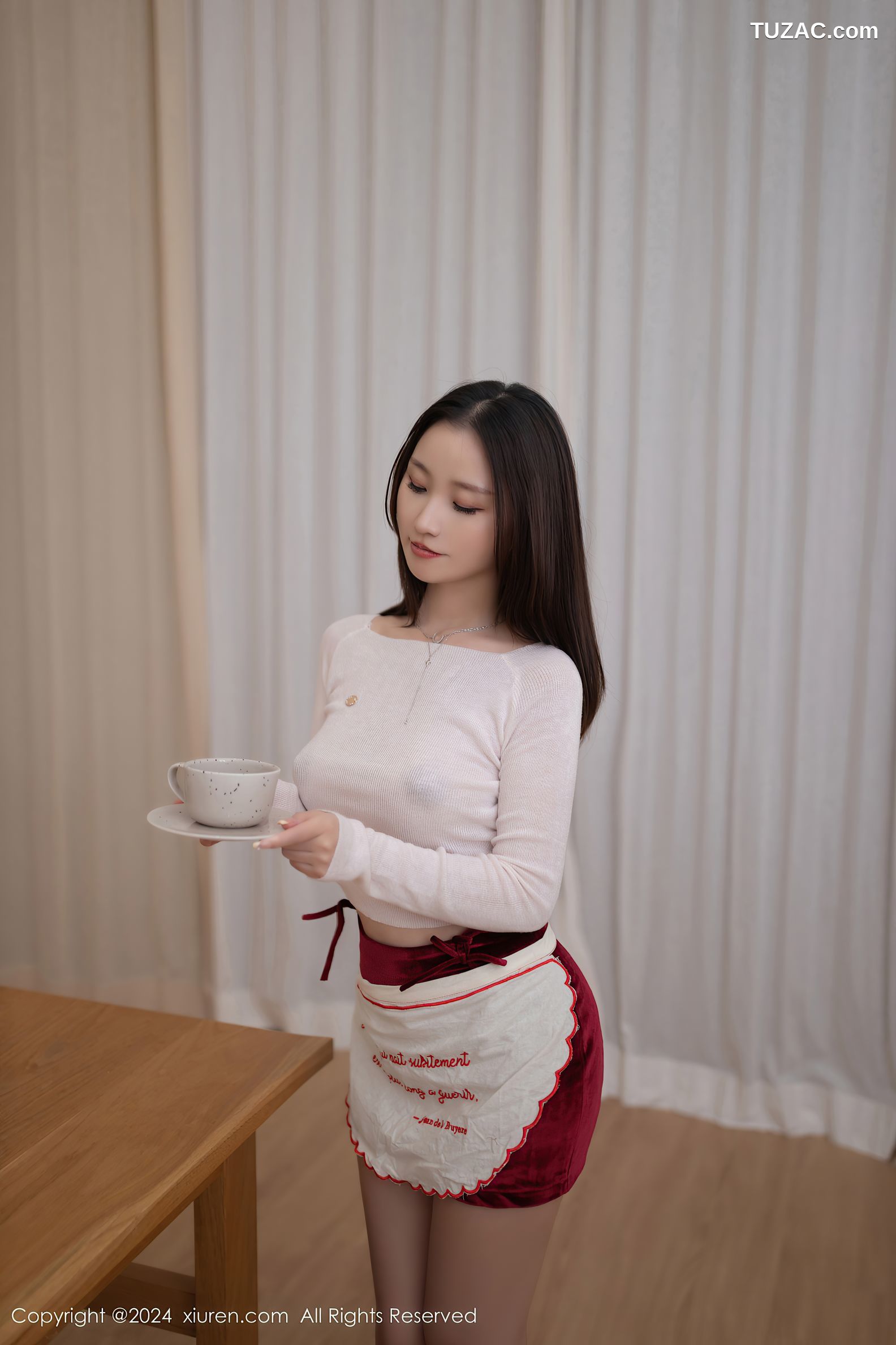 XiuRen秀人网-9255-杏子Yada-厨房人妻黑色蕾丝内衣-2024.10.09