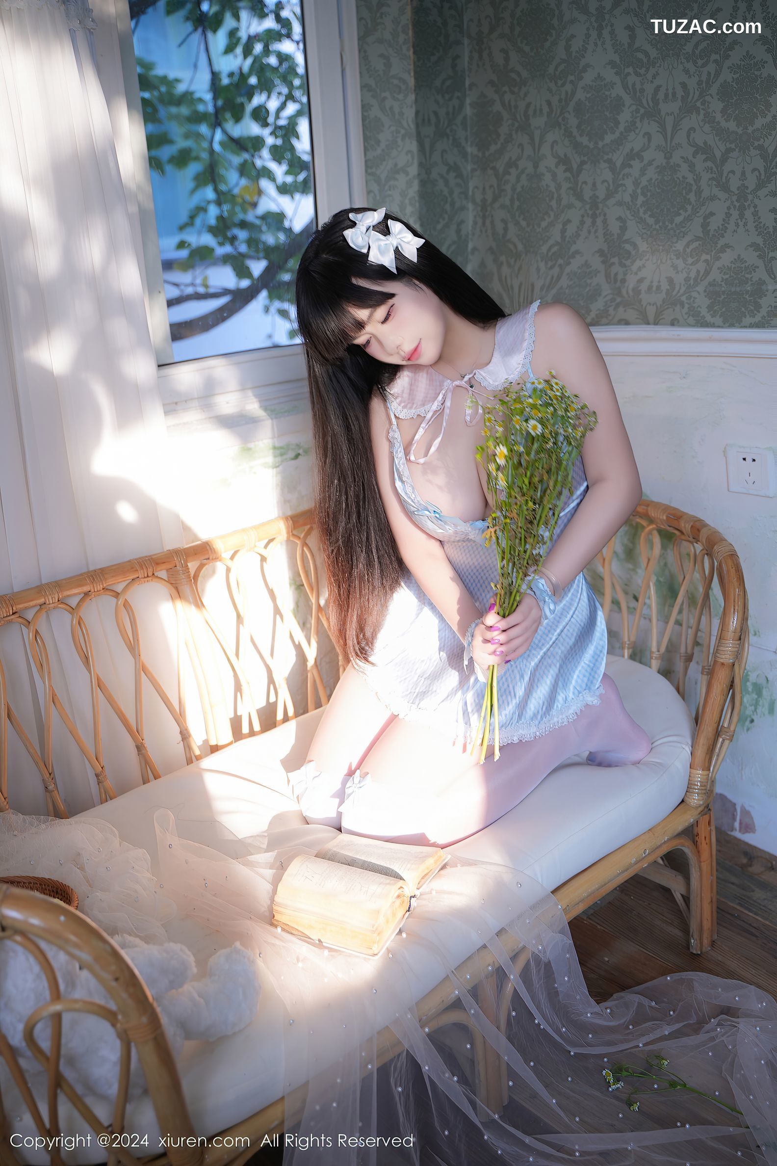 XiuRen秀人网-9258-正妹Abby-首套写真-淡蓝女仆装-2024.10.10