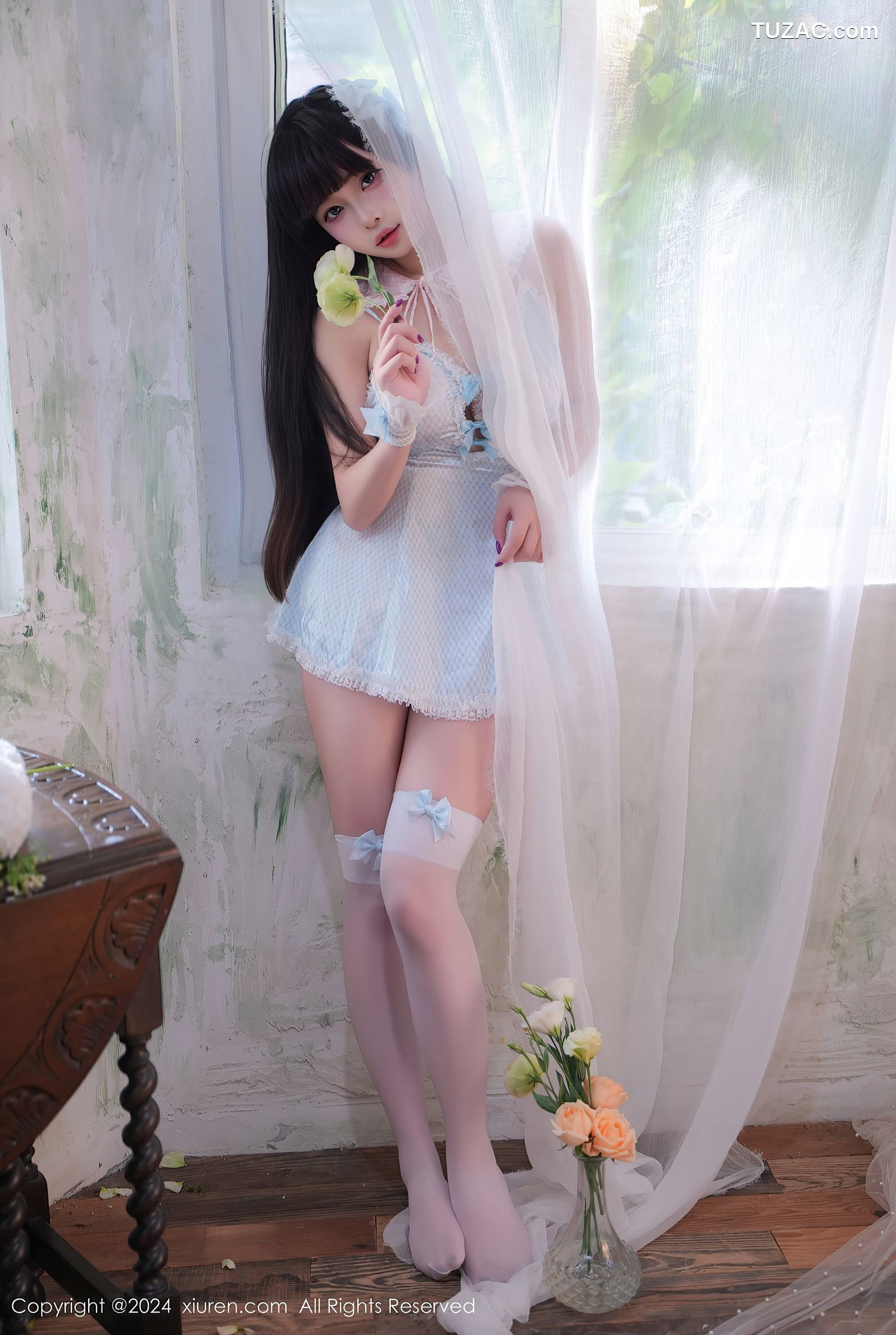 XiuRen秀人网-9258-正妹Abby-首套写真-淡蓝女仆装-2024.10.10