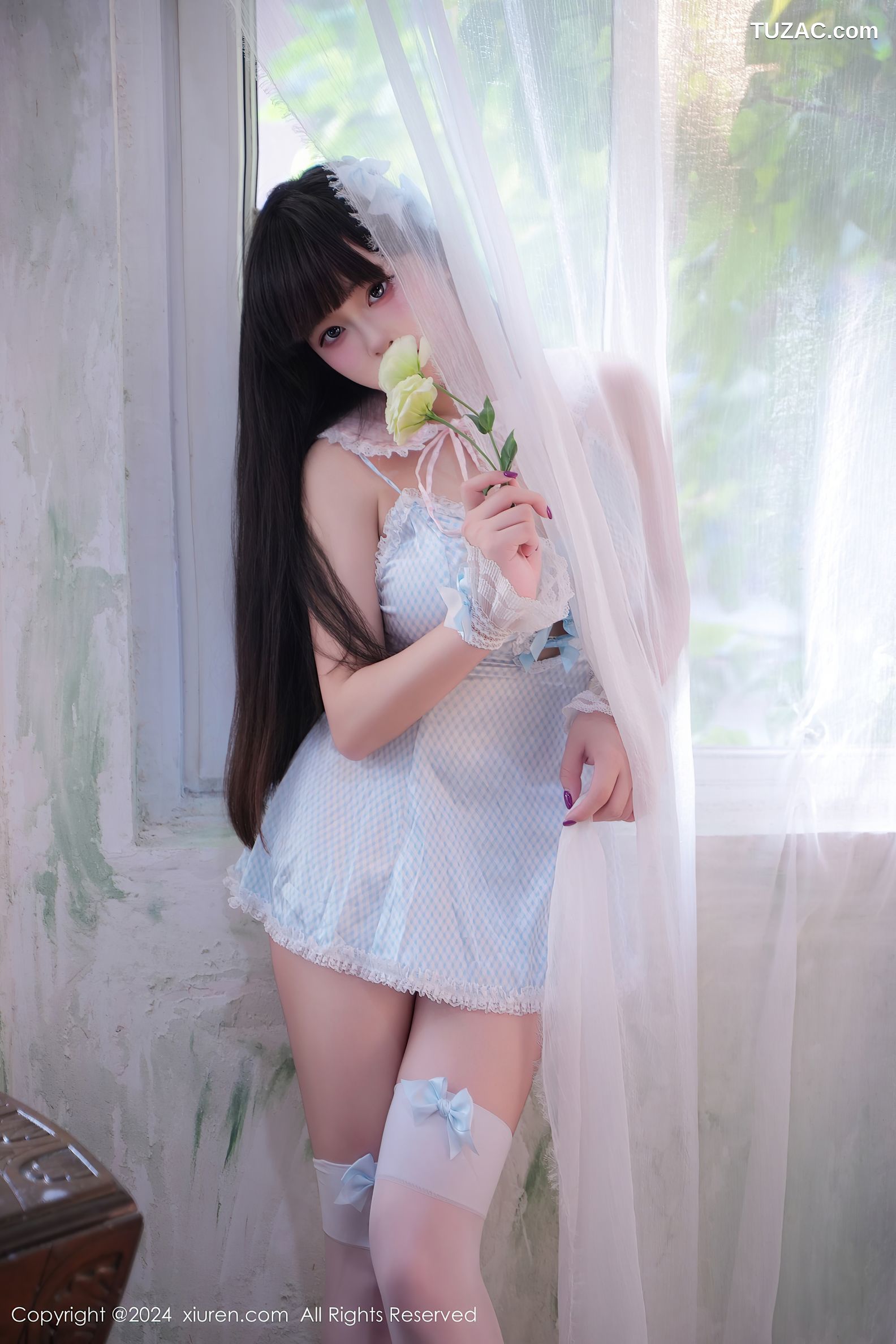 XiuRen秀人网-9258-正妹Abby-首套写真-淡蓝女仆装-2024.10.10