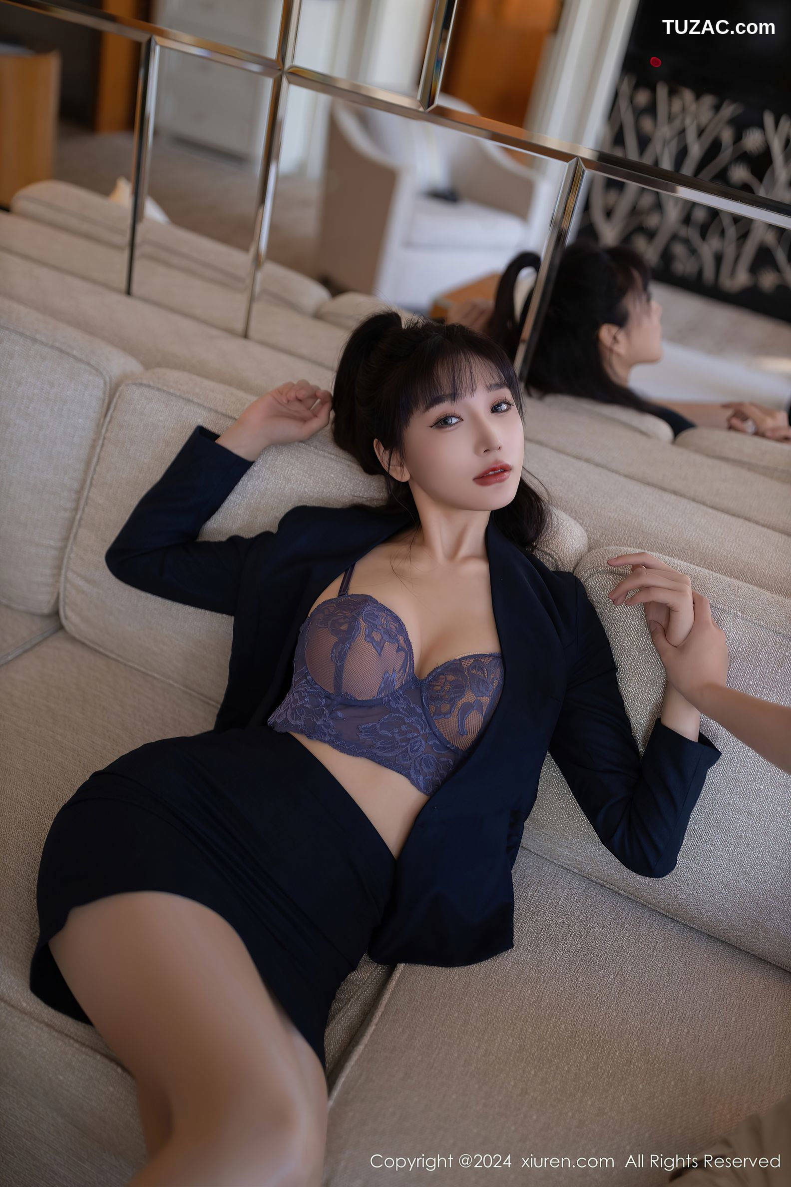 XiuRen秀人网-9263-陆萱萱-OL深蓝裙装蓝色内衣肉丝-2024.10.10