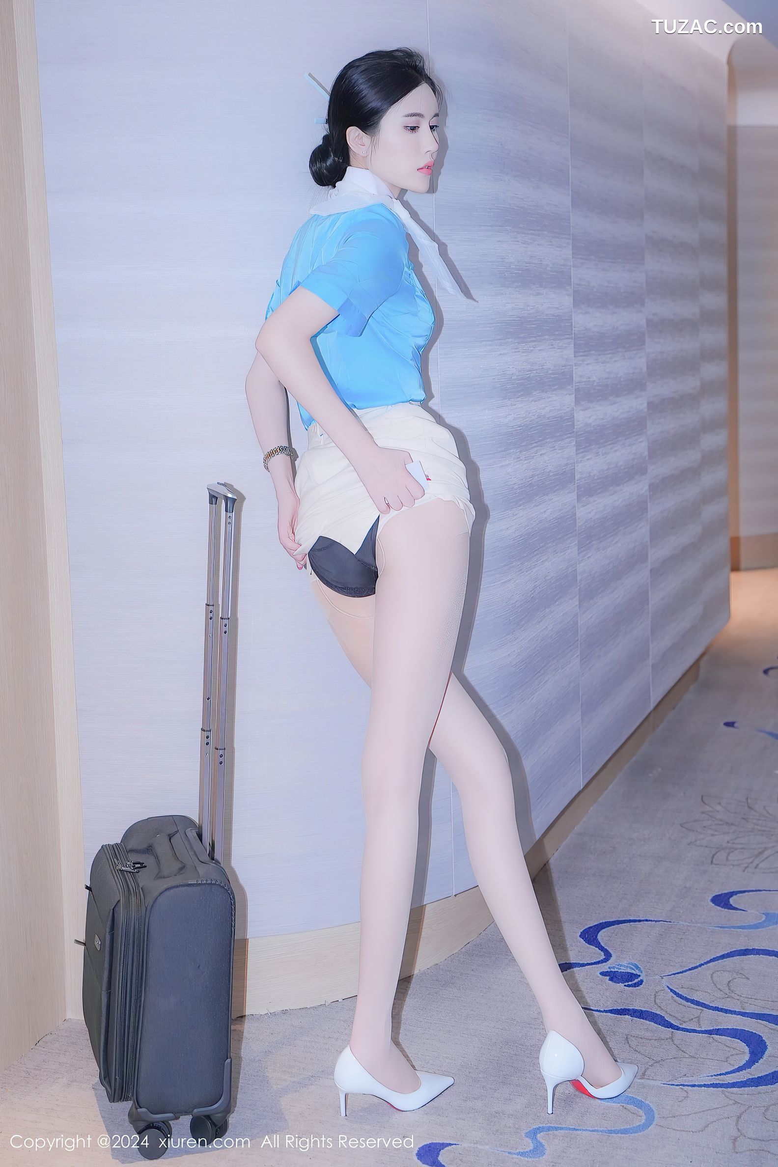 XiuRen秀人网-9269-Erikaki-天蓝色空姐制服肉丝-2024.10.11