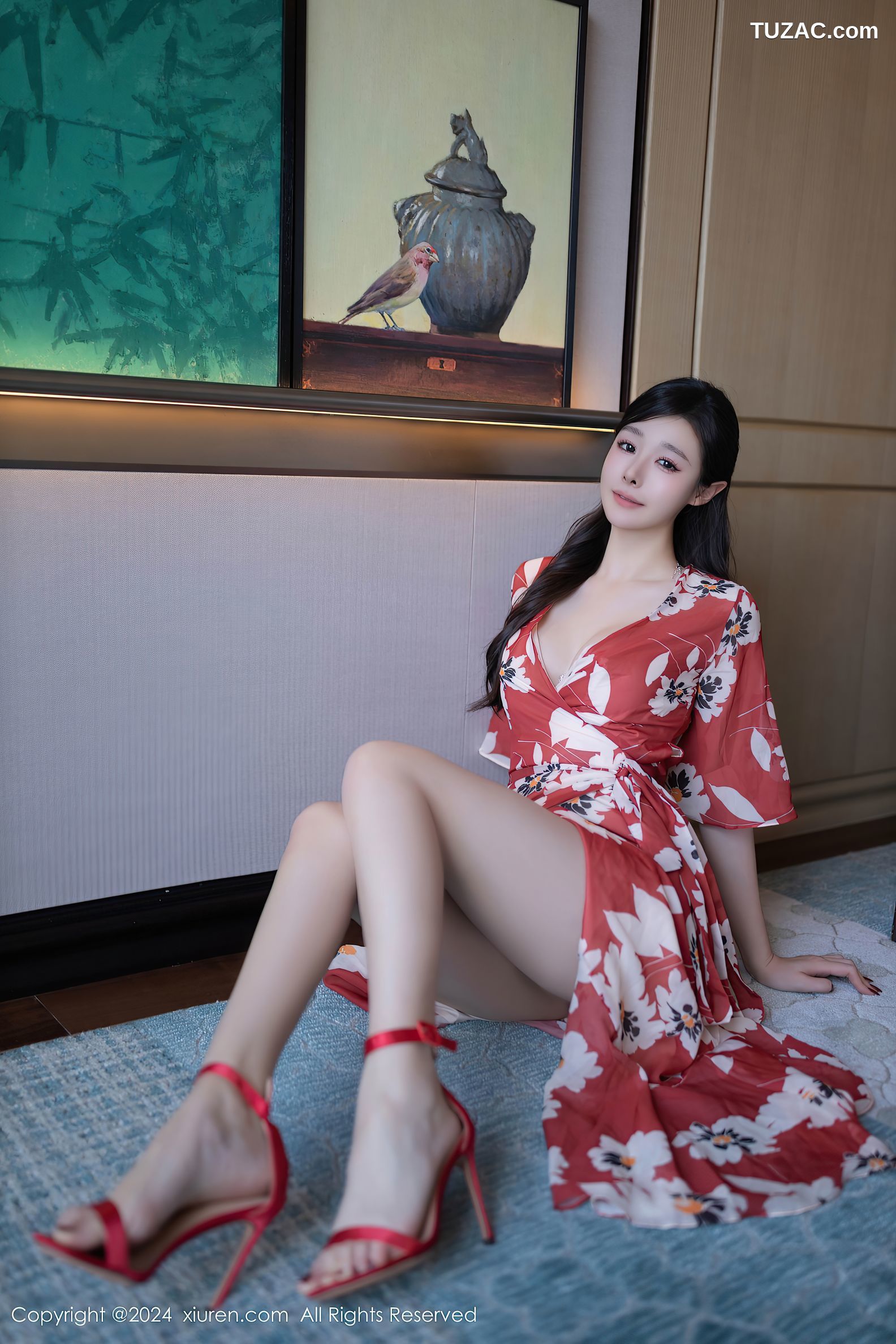 XiuRen秀人网-9270-小逗逗-红色印花和服爆乳-2024.10.11