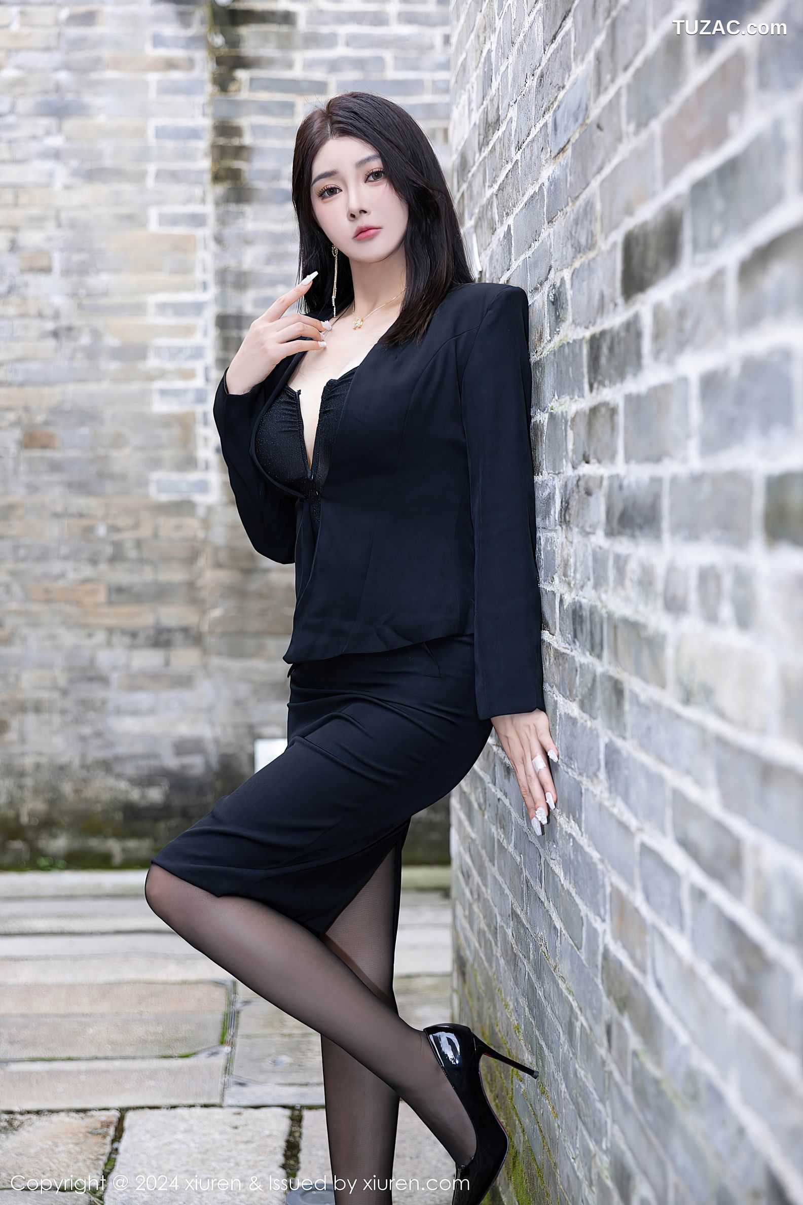 XiuRen秀人网-9271-凯竹Quinn-OL黑色裙装黑色内衣黑丝-2024.10.11