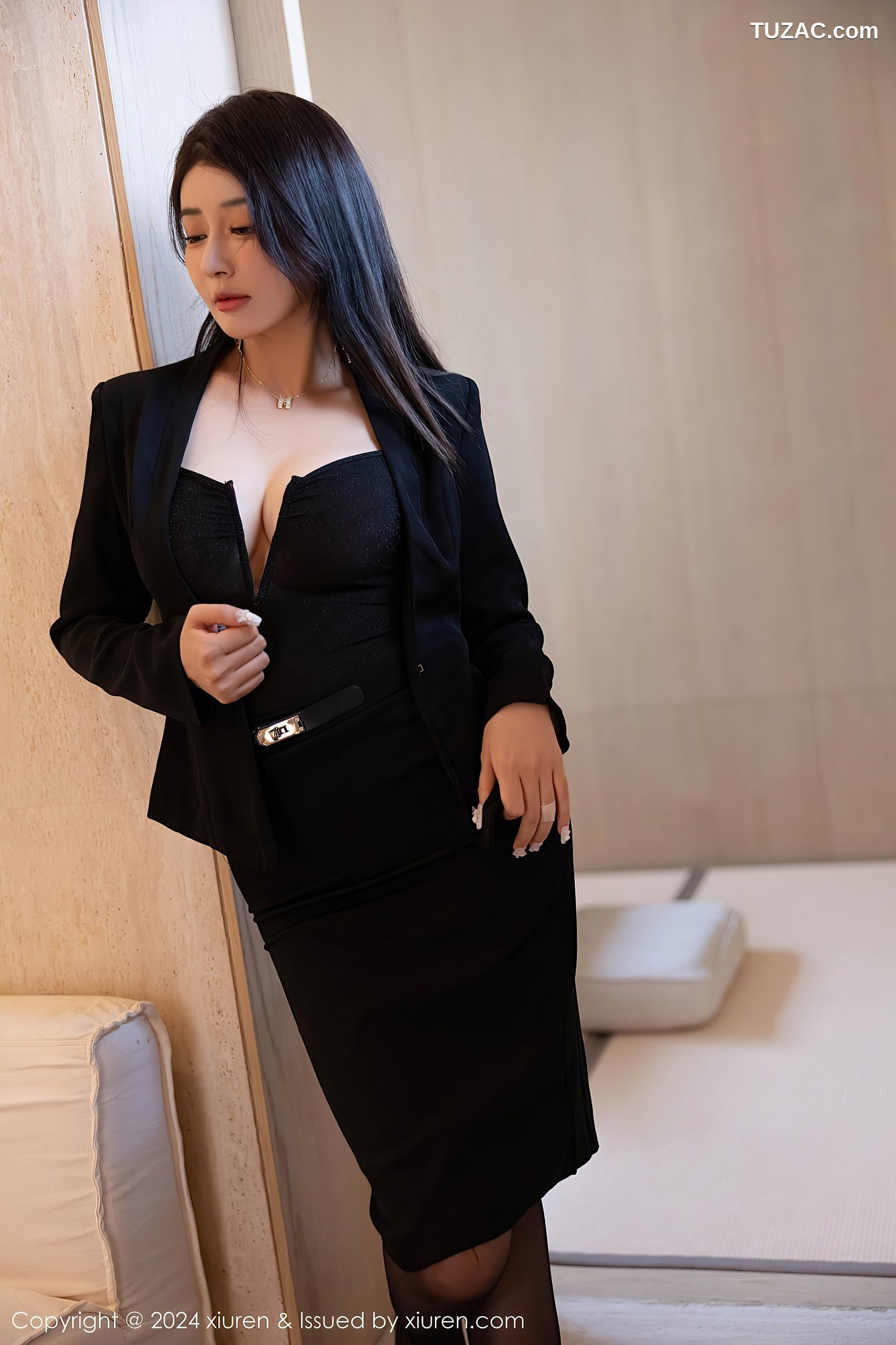 XiuRen秀人网-9271-凯竹Quinn-OL黑色裙装黑色内衣黑丝-2024.10.11