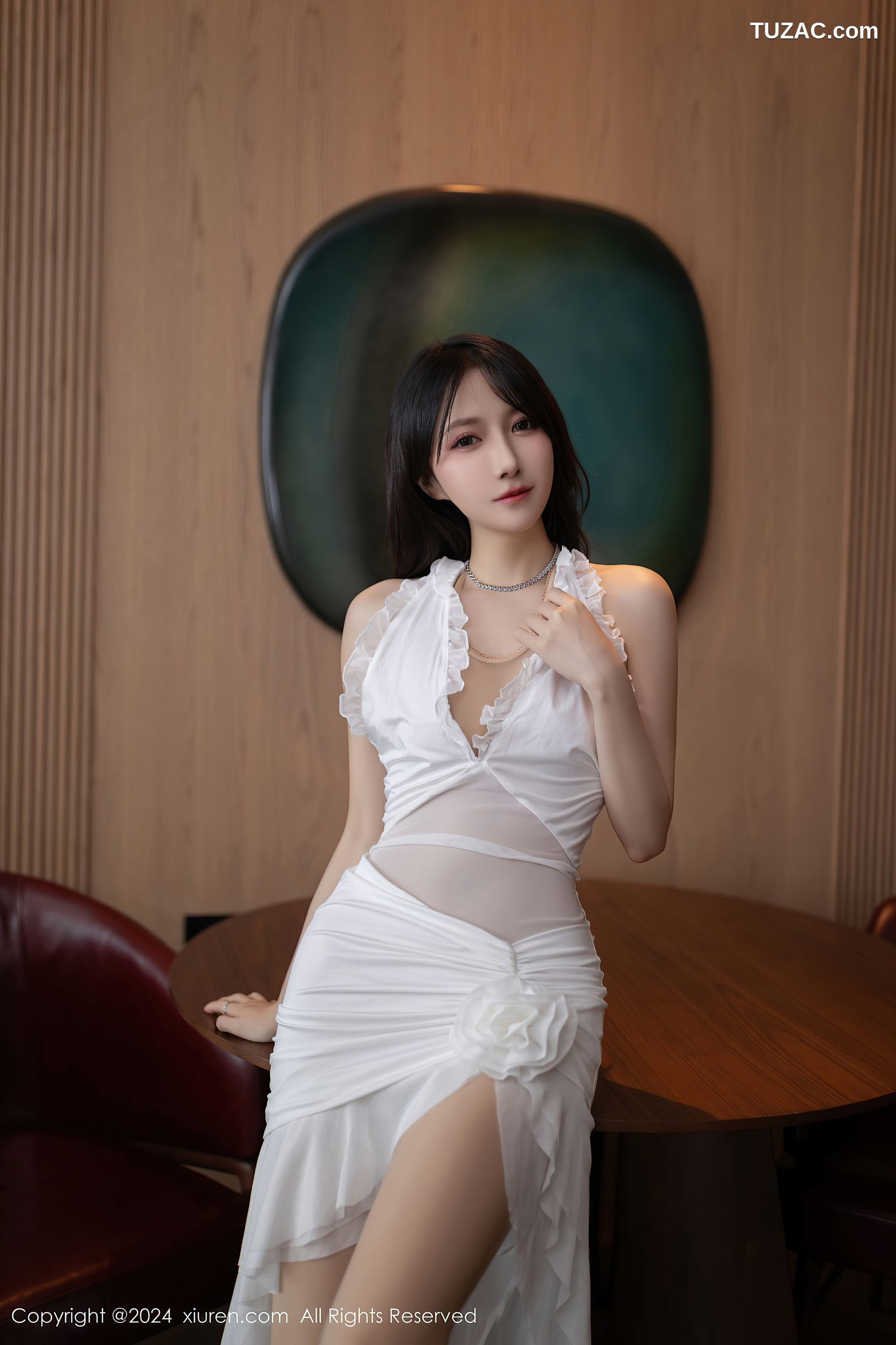 XiuRen秀人网-9276-鱼子酱Fish-白裙轻薄连体肉丝-2024.10.12