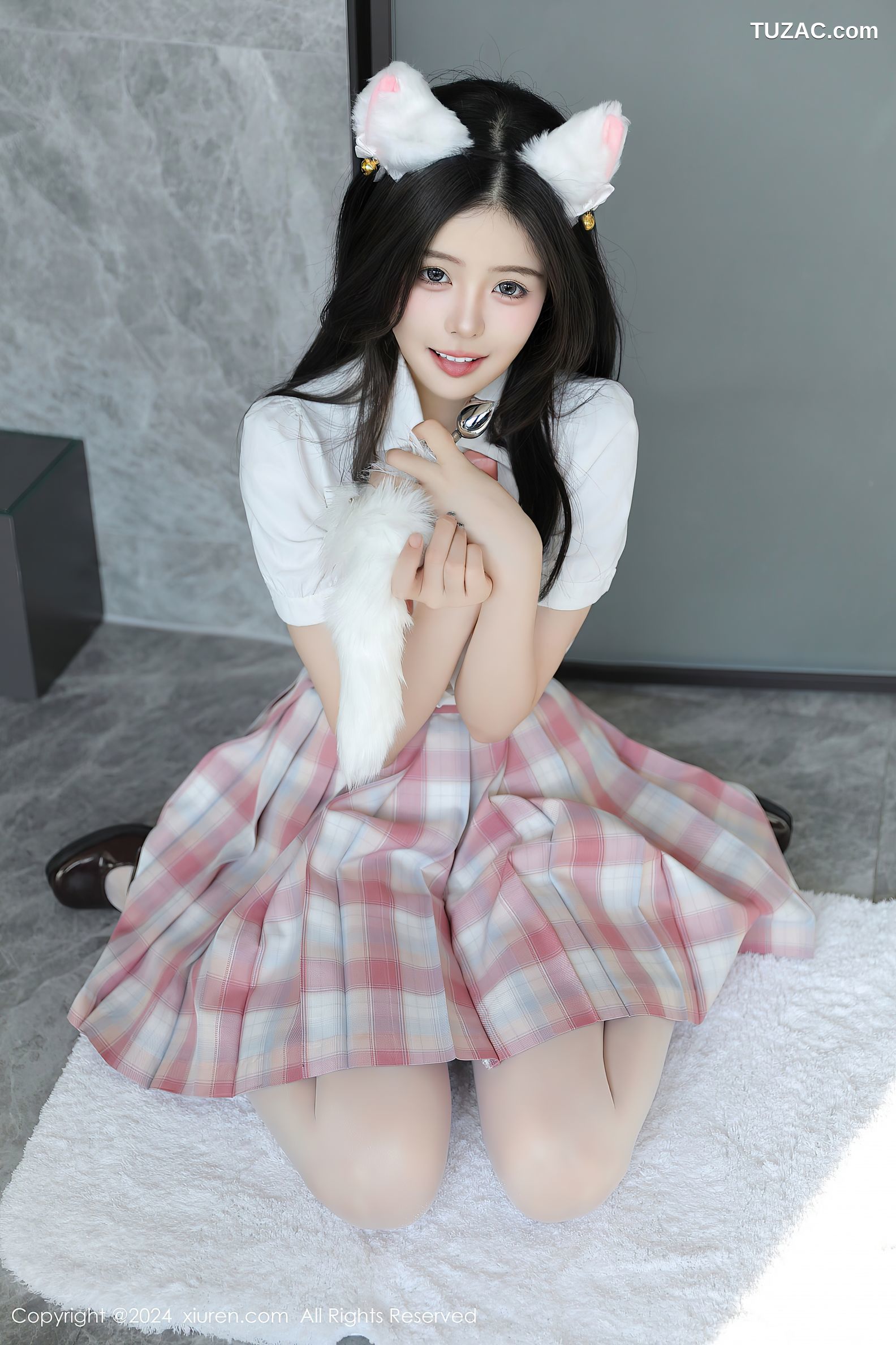 XiuRen秀人网-9277-袁圆-jk萝莉制服白衬衫猫耳爆乳-2024.10.12