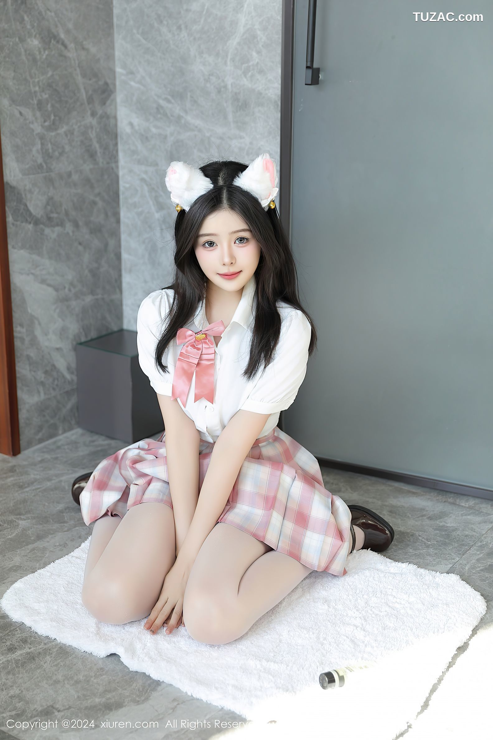 XiuRen秀人网-9277-袁圆-jk萝莉制服白衬衫猫耳爆乳-2024.10.12