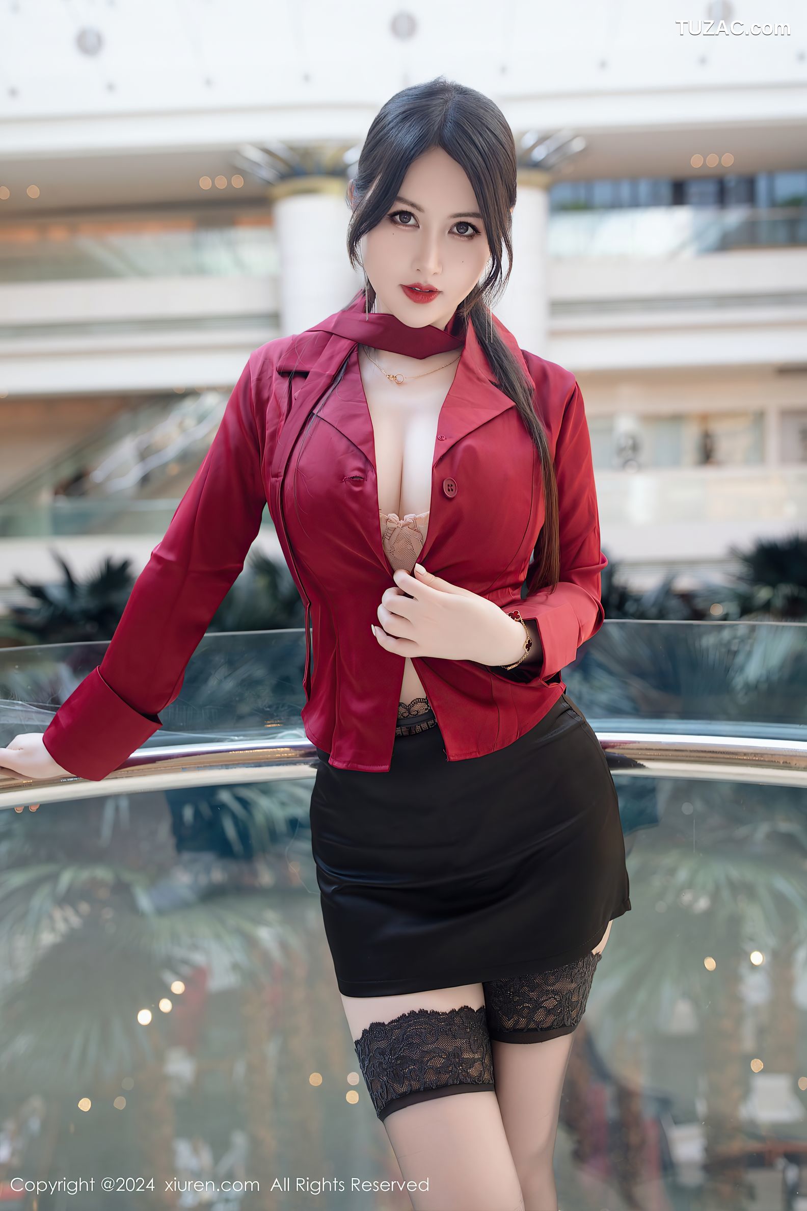 XiuRen秀人网-9290-诗诗kiki-OL红衬衫黑短裙肉色内衣黑丝-2024.10.15