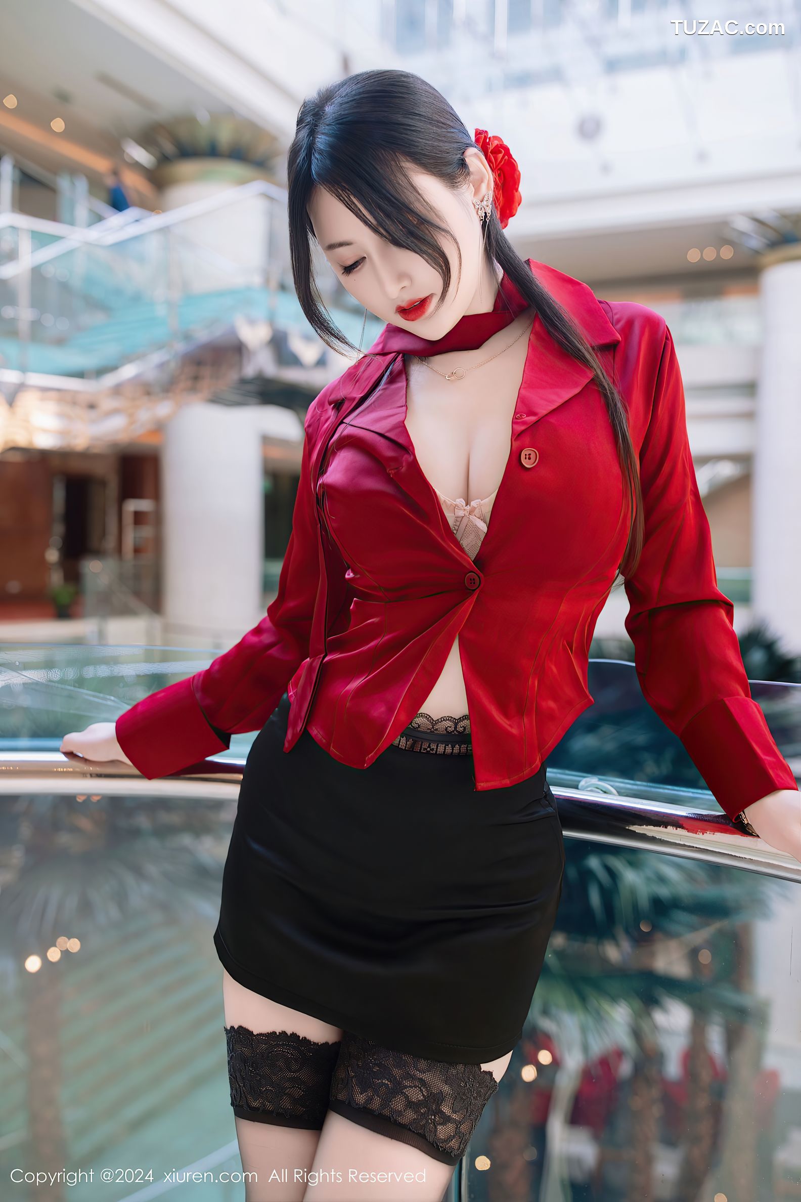 XiuRen秀人网-9290-诗诗kiki-OL红衬衫黑短裙肉色内衣黑丝-2024.10.15