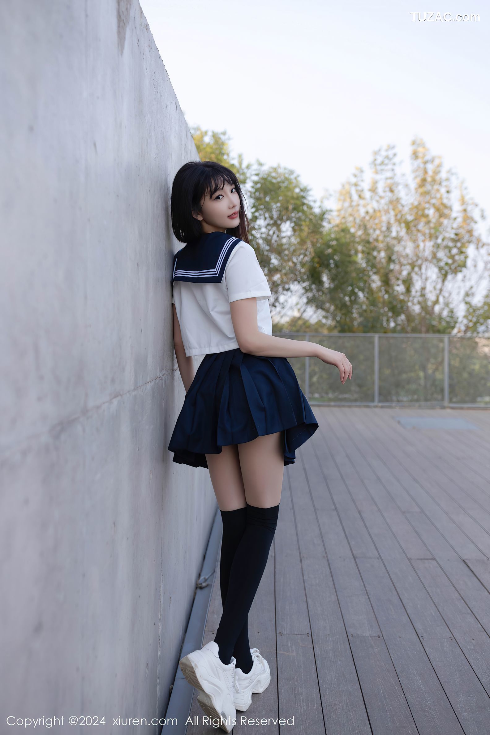 XiuRen秀人网-9305-陆萱萱-学生装水手服深蓝短裙浴室湿身-2024.10.17