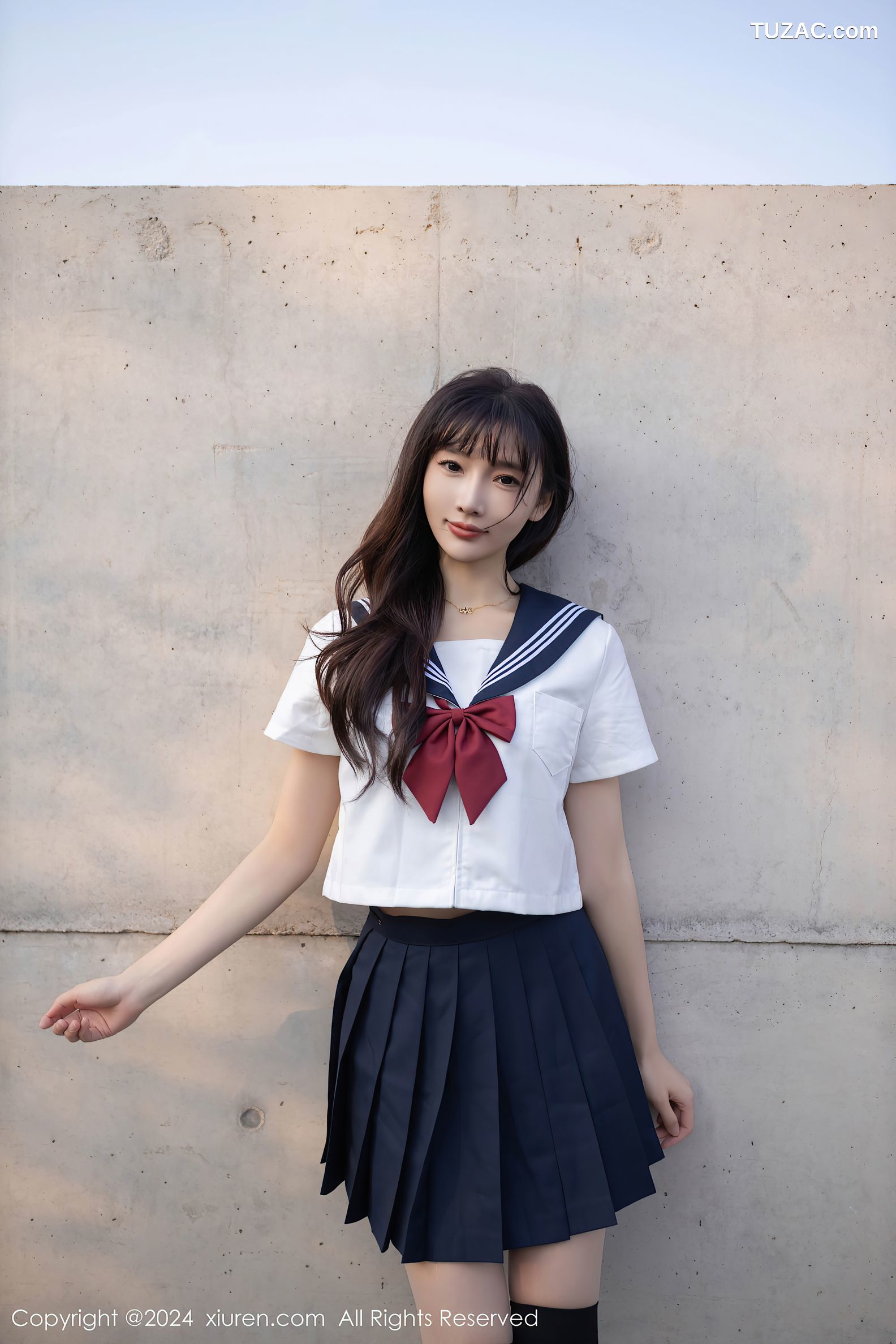 XiuRen秀人网-9305-陆萱萱-学生装水手服深蓝短裙浴室湿身-2024.10.17