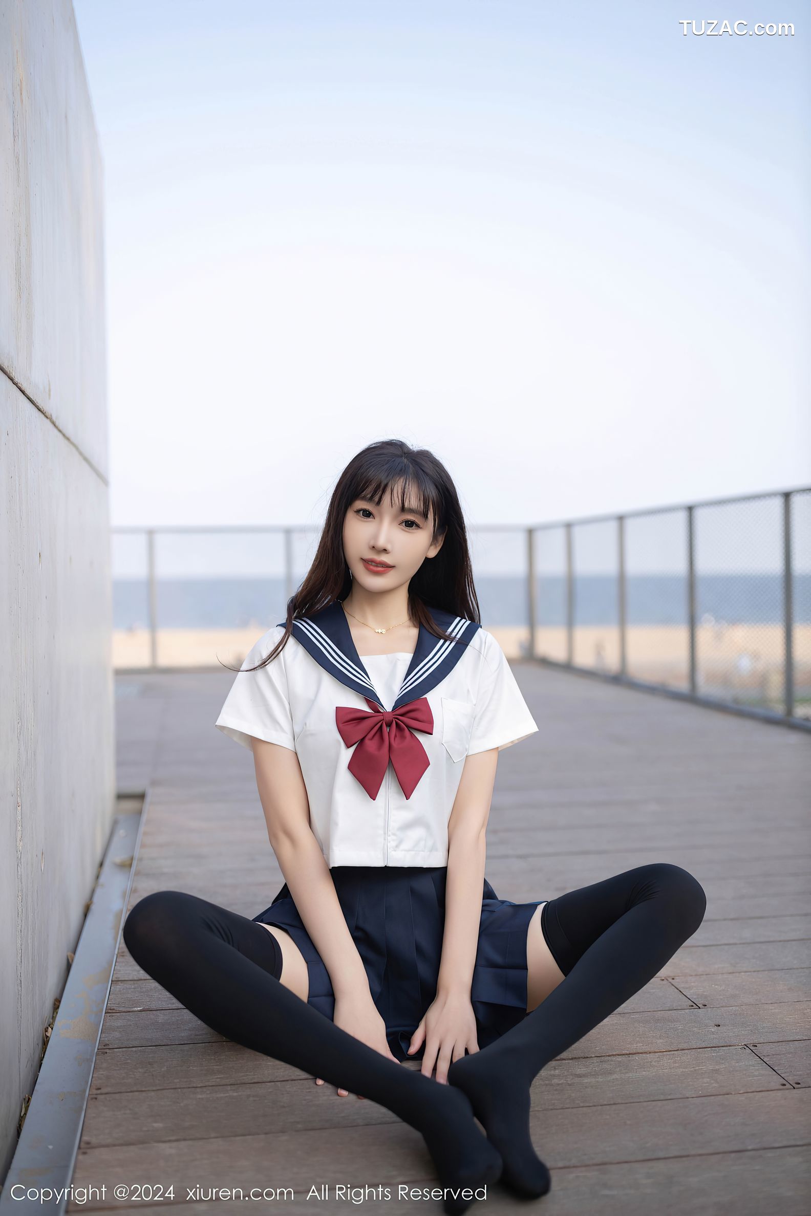 XiuRen秀人网-9305-陆萱萱-学生装水手服深蓝短裙浴室湿身-2024.10.17