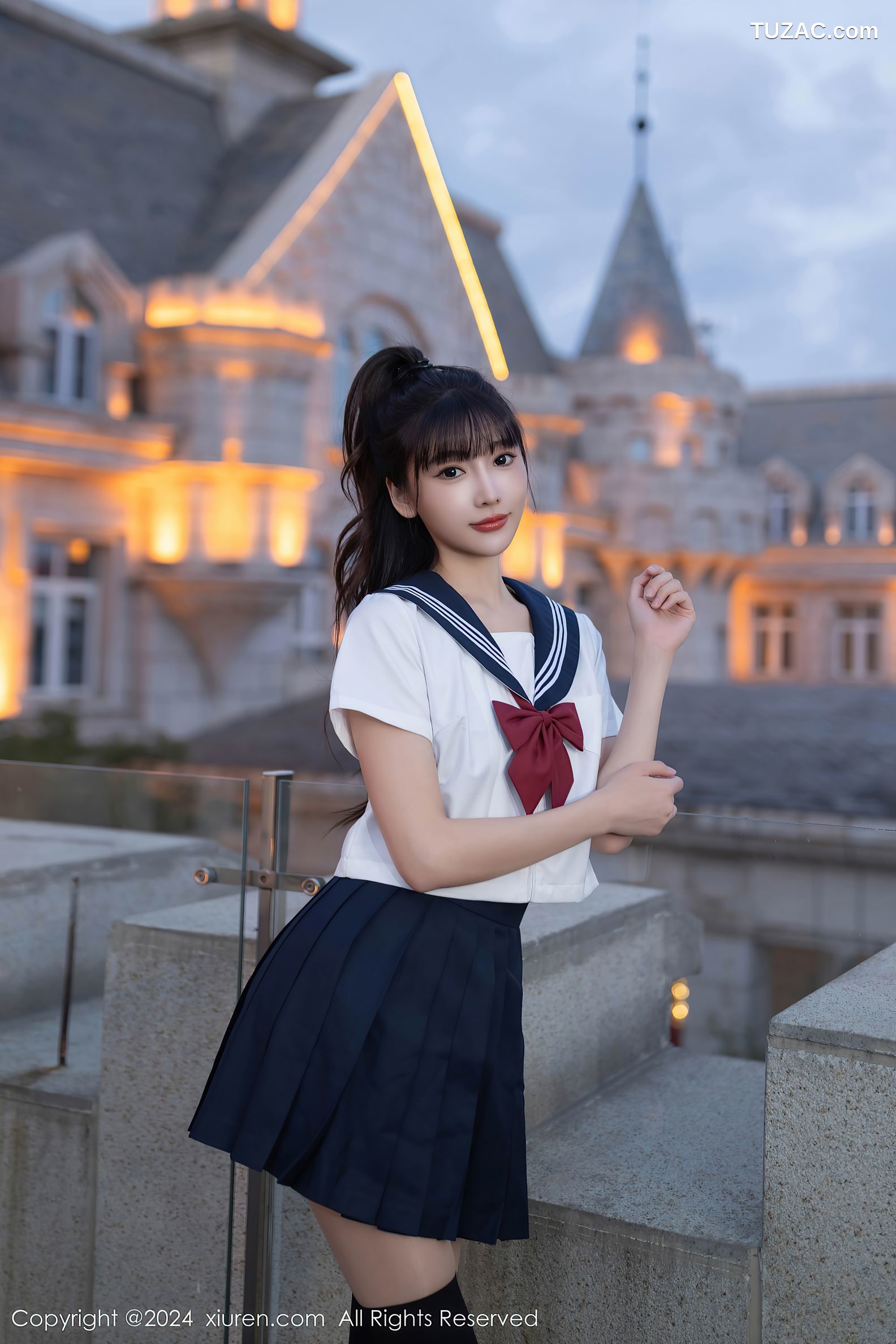 XiuRen秀人网-9305-陆萱萱-学生装水手服深蓝短裙浴室湿身-2024.10.17