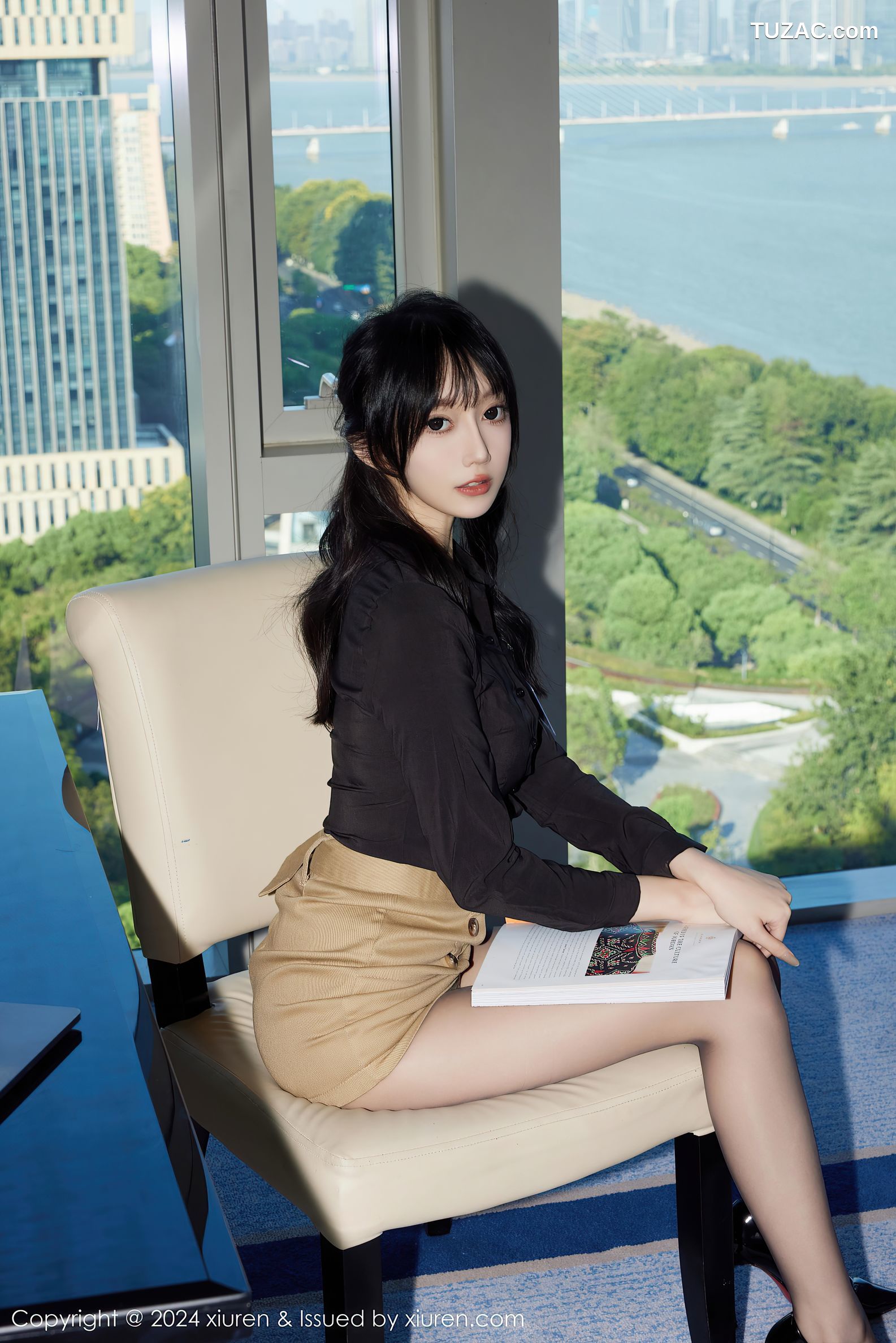 XiuRen秀人网-9309-玥儿玥er-黑衬衫米色短裙长腿黑丝-2024.10.18