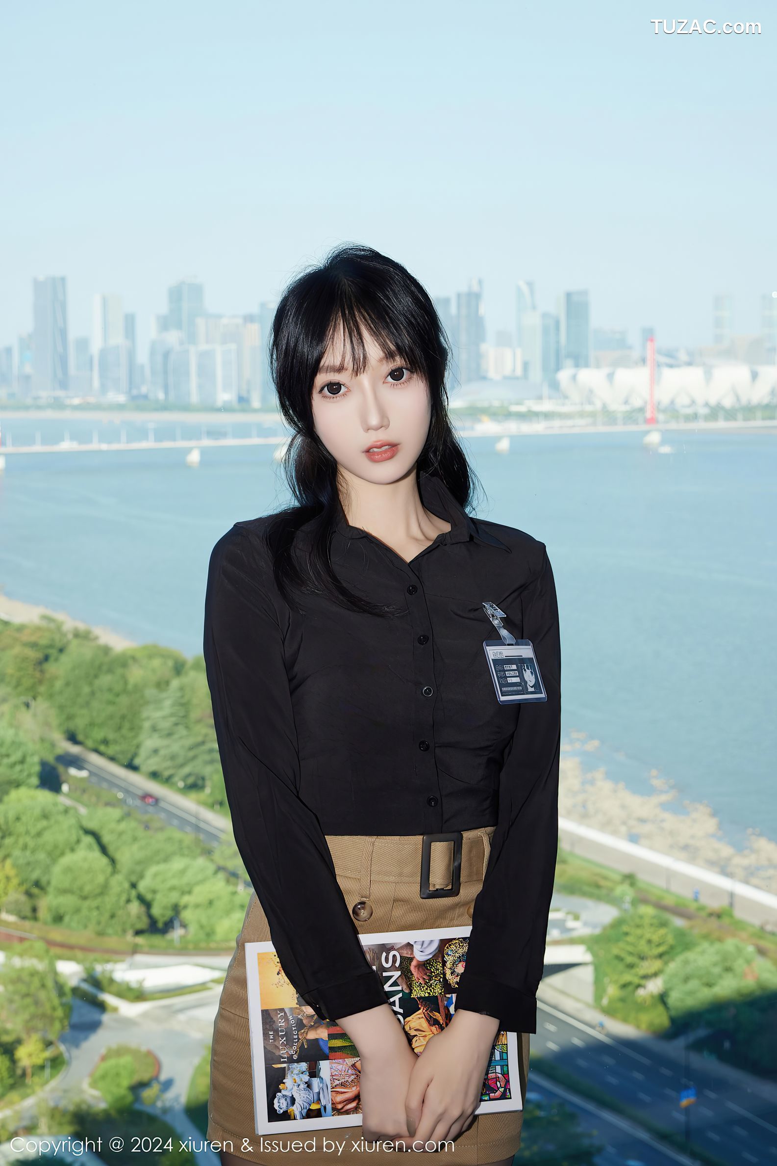 XiuRen秀人网-9309-玥儿玥er-黑衬衫米色短裙长腿黑丝-2024.10.18