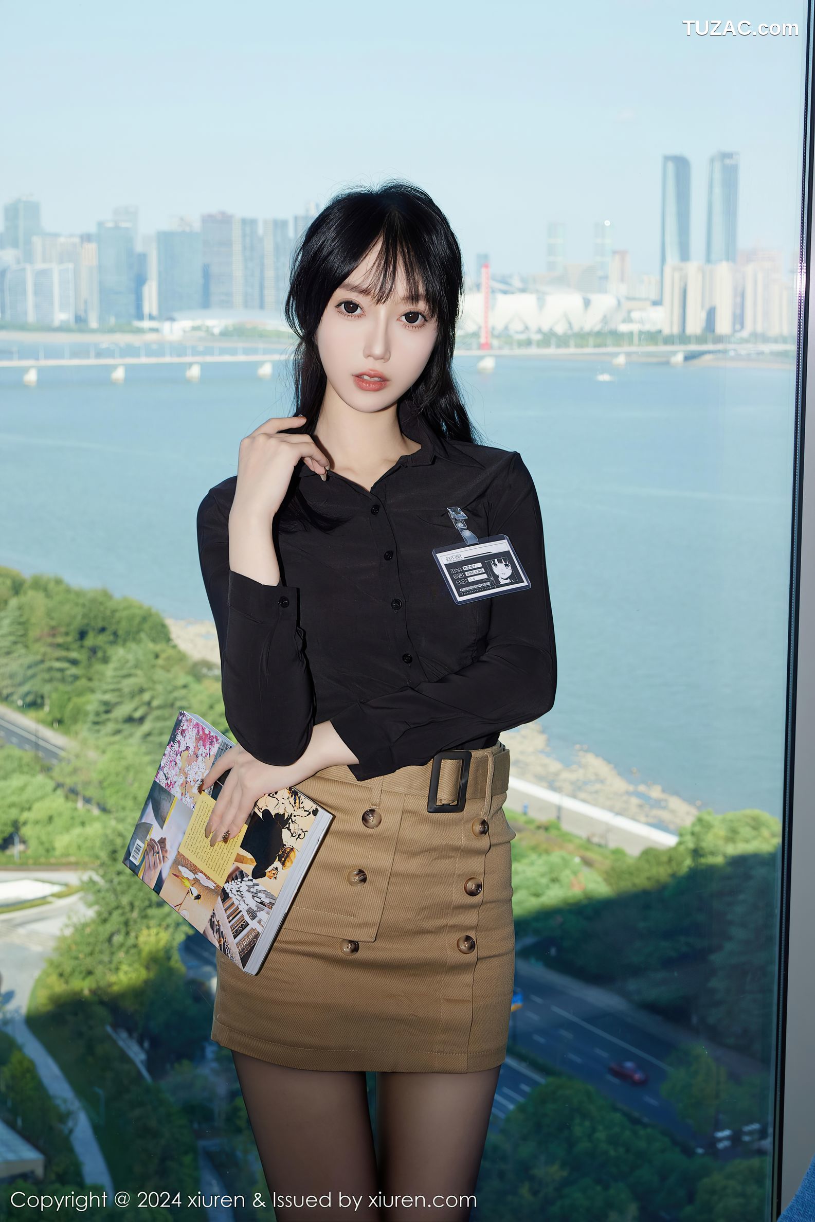 XiuRen秀人网-9309-玥儿玥er-黑衬衫米色短裙长腿黑丝-2024.10.18