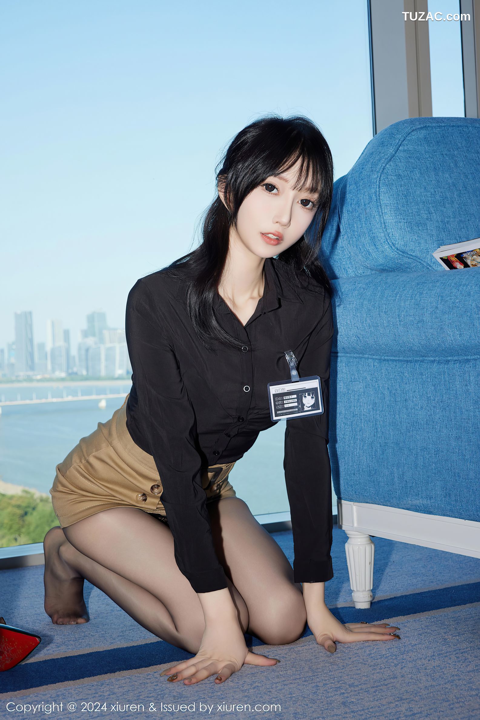 XiuRen秀人网-9309-玥儿玥er-黑衬衫米色短裙长腿黑丝-2024.10.18