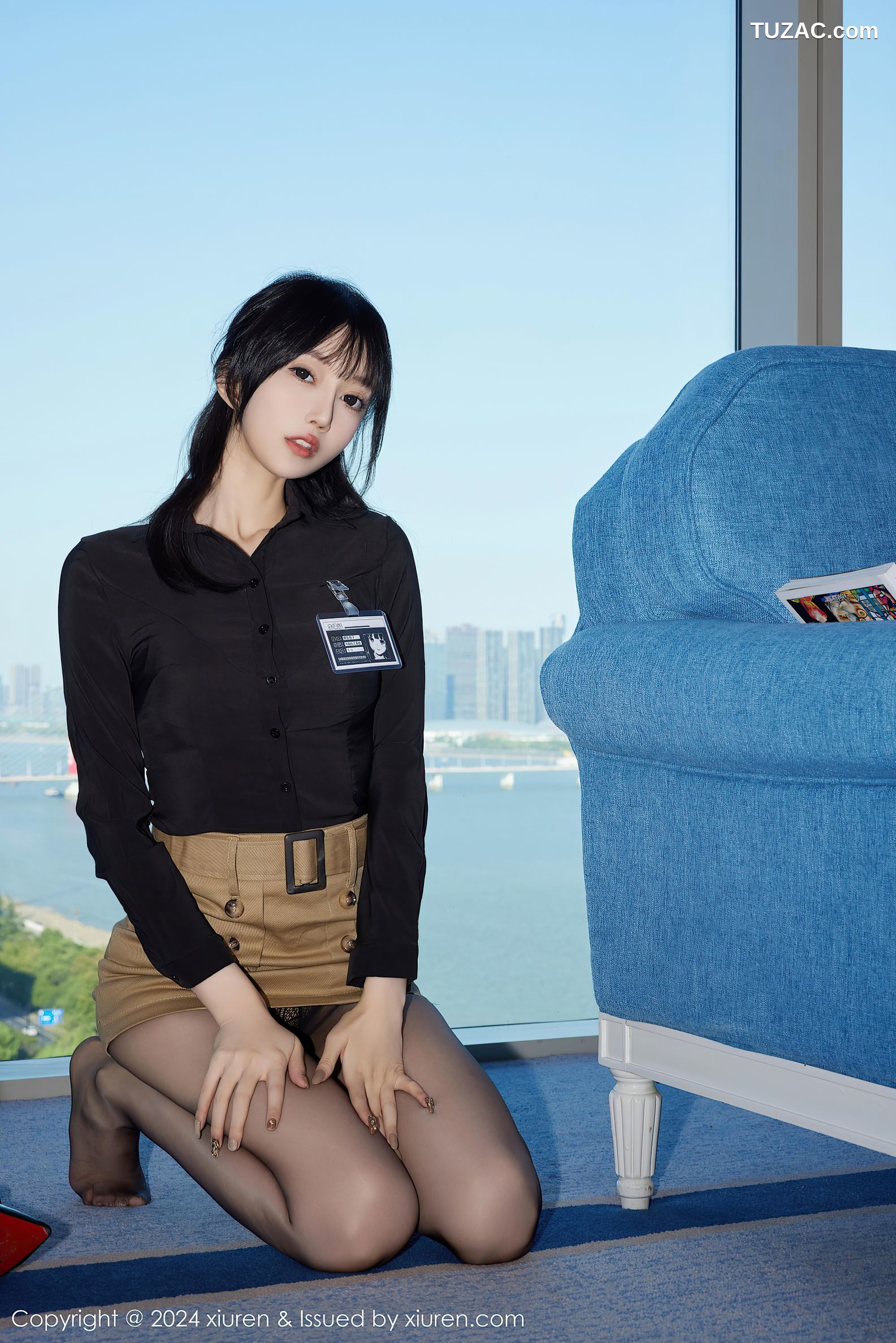 XiuRen秀人网-9309-玥儿玥er-黑衬衫米色短裙长腿黑丝-2024.10.18