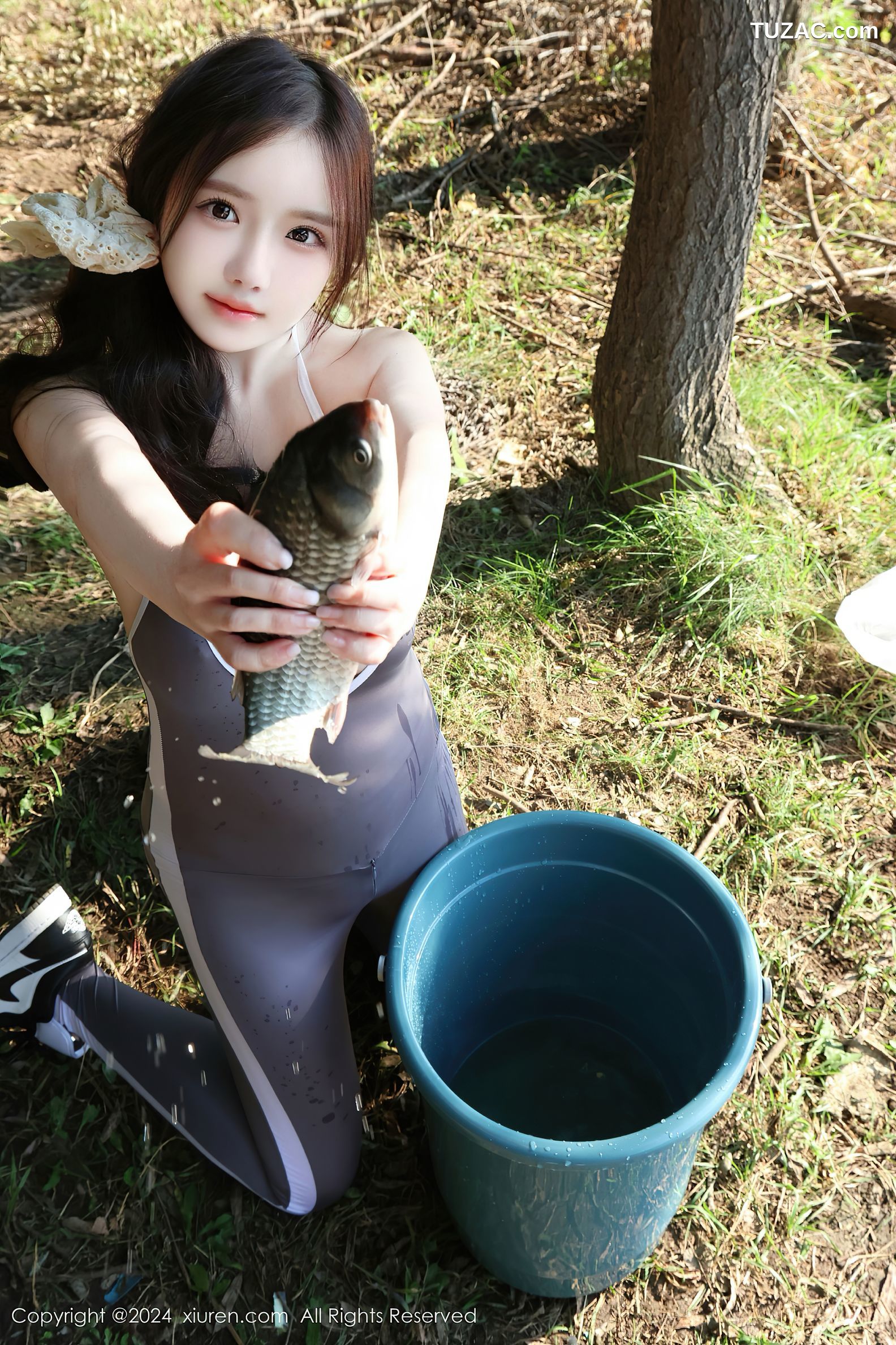 XiuRen秀人网-9311-小薯条nienie-户外钓鱼主题灰蓝紧身运动服-2024.10.18