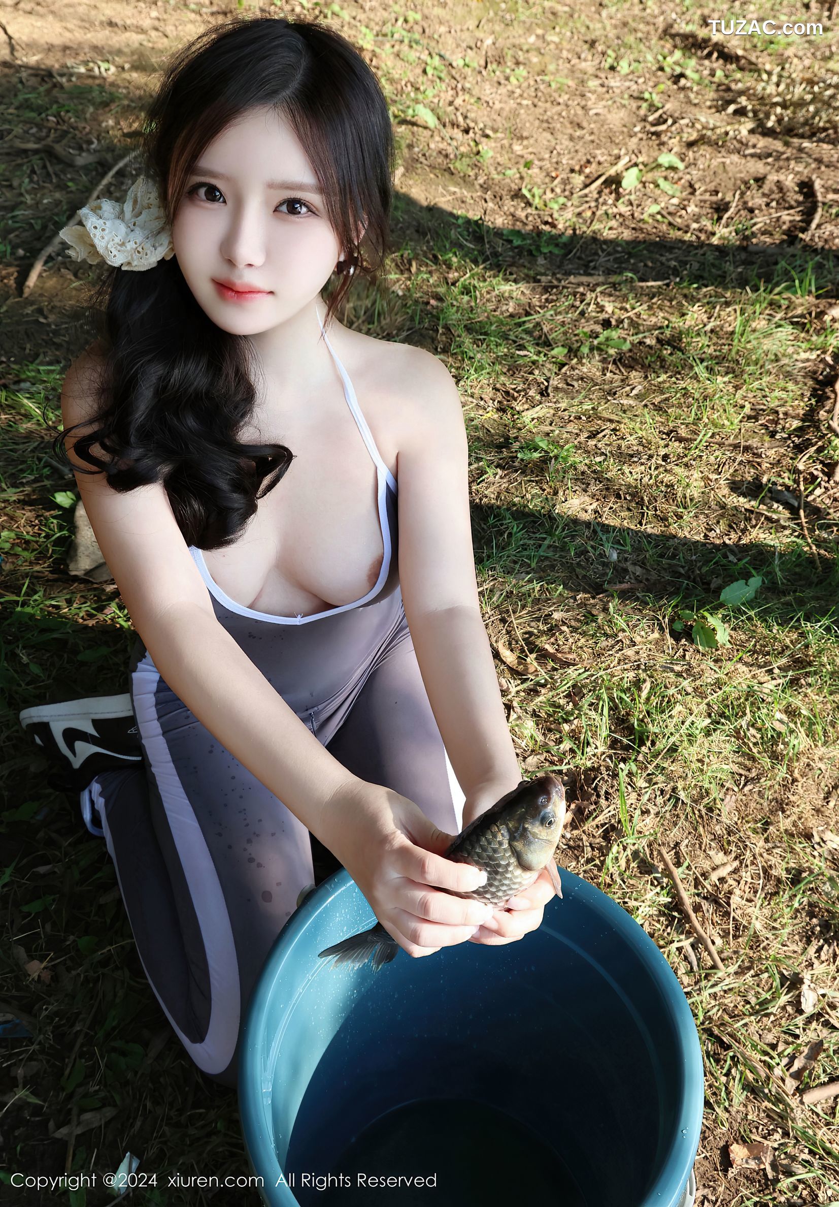 XiuRen秀人网-9311-小薯条nienie-户外钓鱼主题灰蓝紧身运动服-2024.10.18