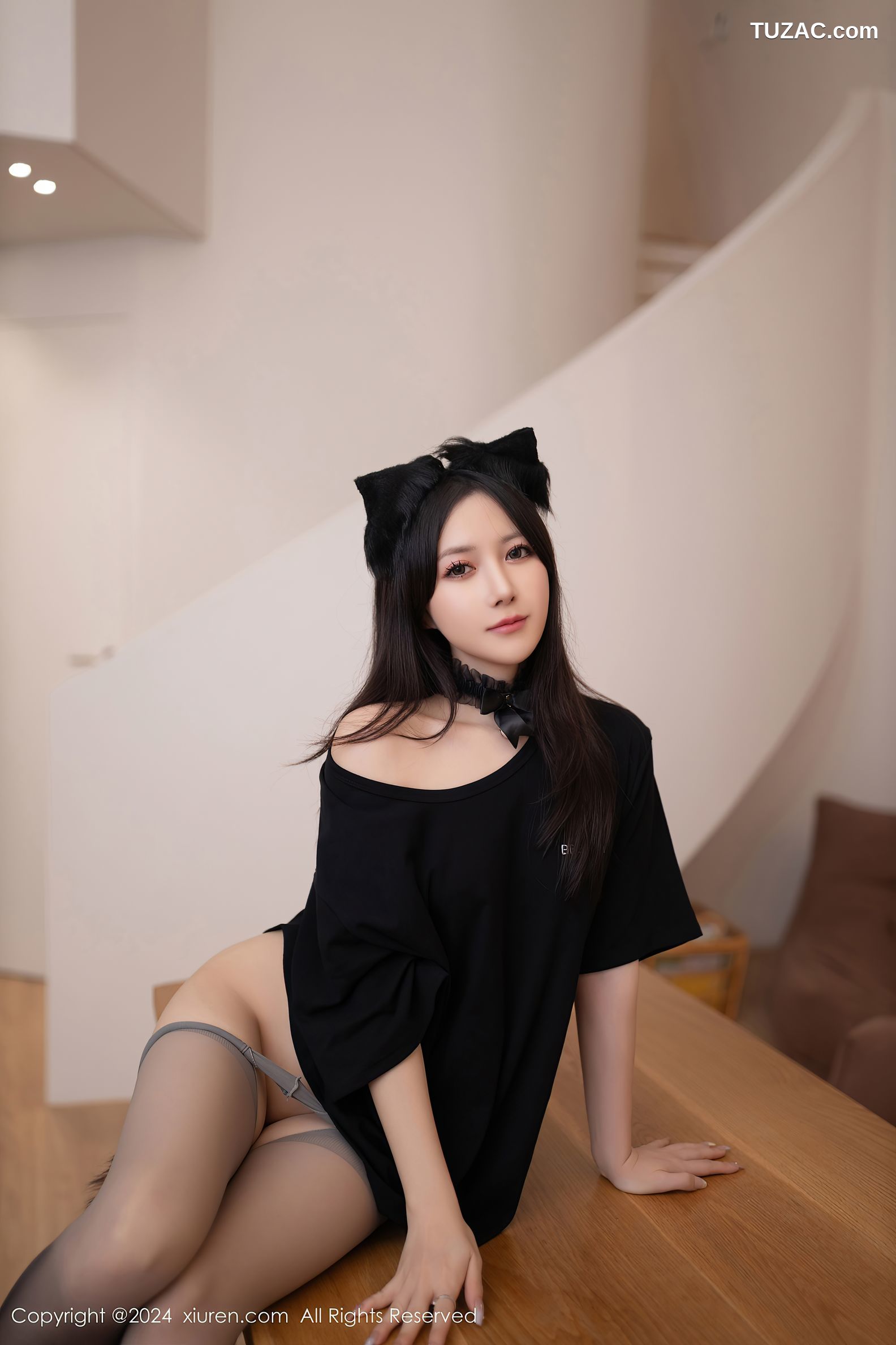 XiuRen秀人网-9314-鱼子酱Fish-黑衣小野猫乳贴爆乳-2024.10.18