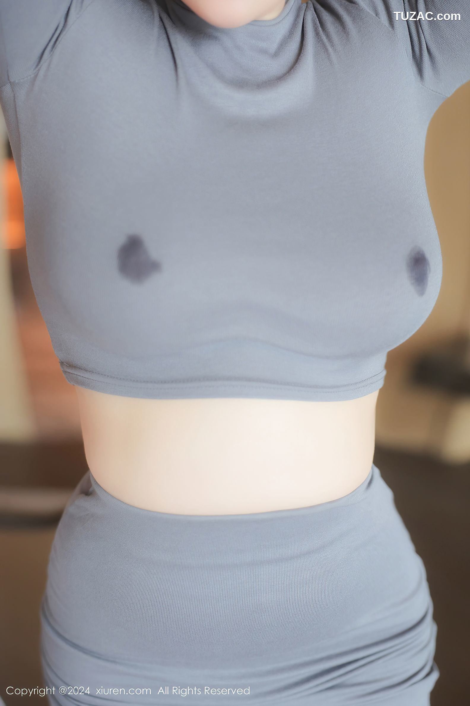 XiuRen秀人网-9325-白洁Bessie-灰蓝紧身裙湿奶爆乳-2024.10.22