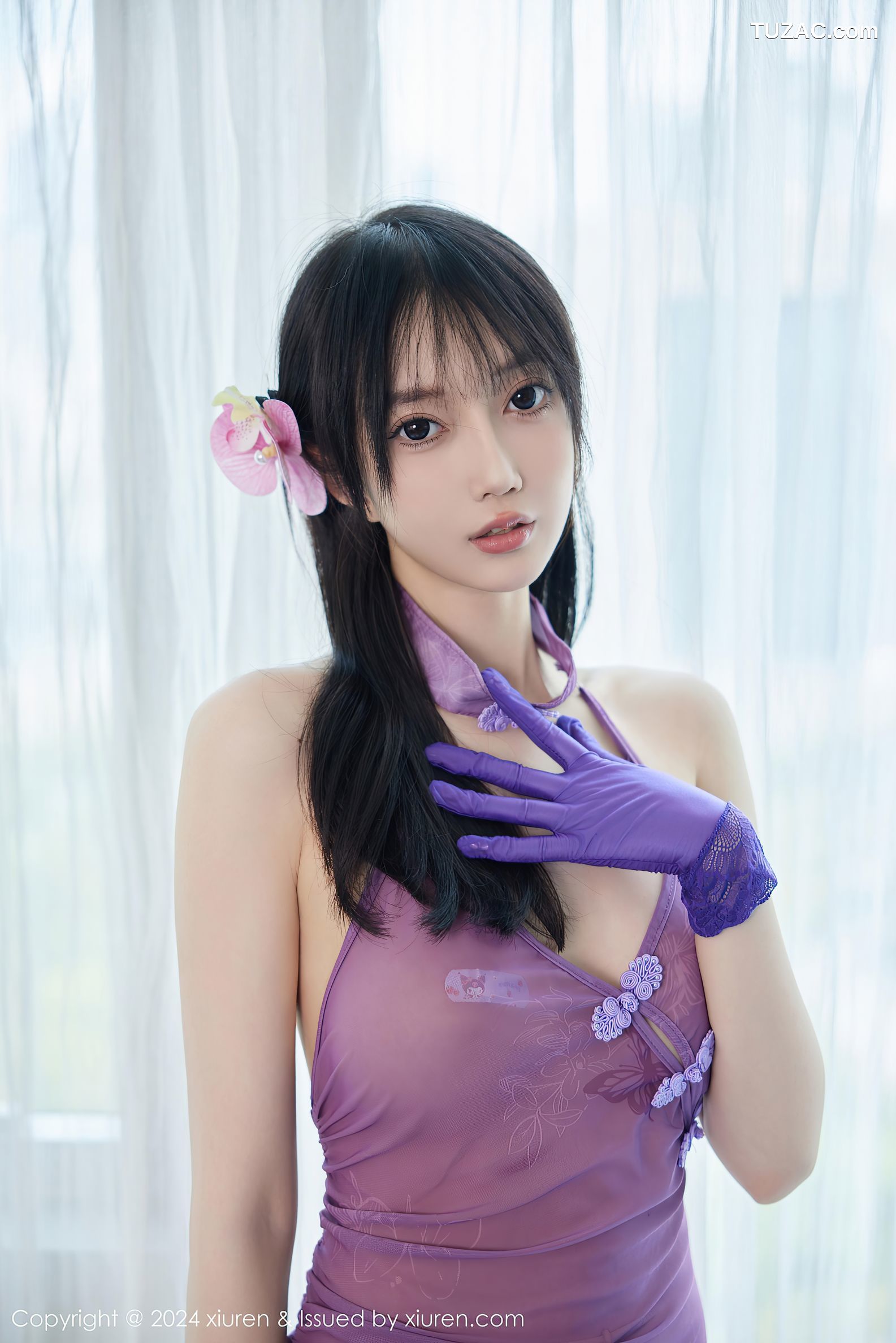 XiuRen秀人网-9381-玥儿玥er-紫色轻透旗袍式情趣内衣爆乳-2024.11.01