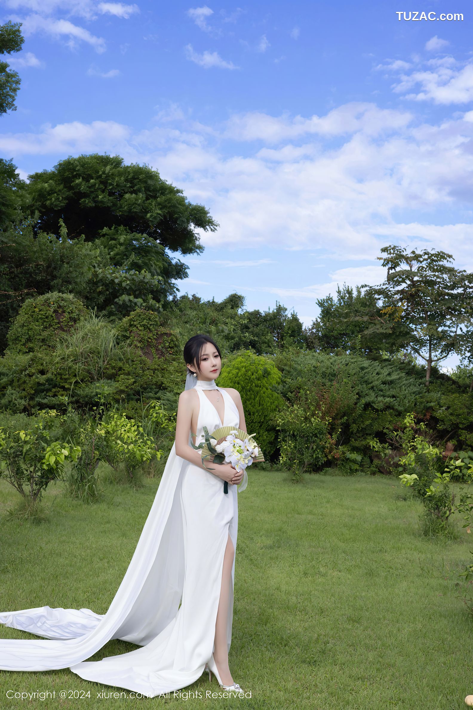 XiuRen秀人网-9387-鱼子酱Fish-户外妩媚新娘白纱爆乳-2024.11.01