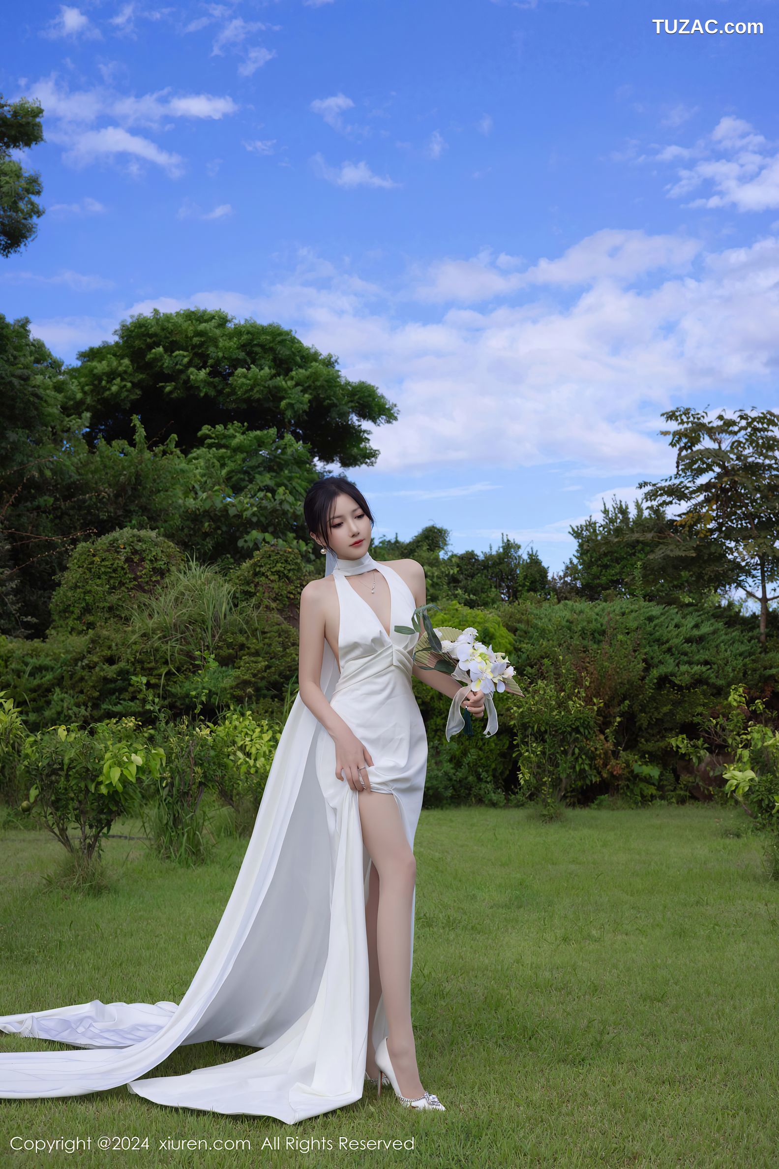 XiuRen秀人网-9387-鱼子酱Fish-户外妩媚新娘白纱爆乳-2024.11.01