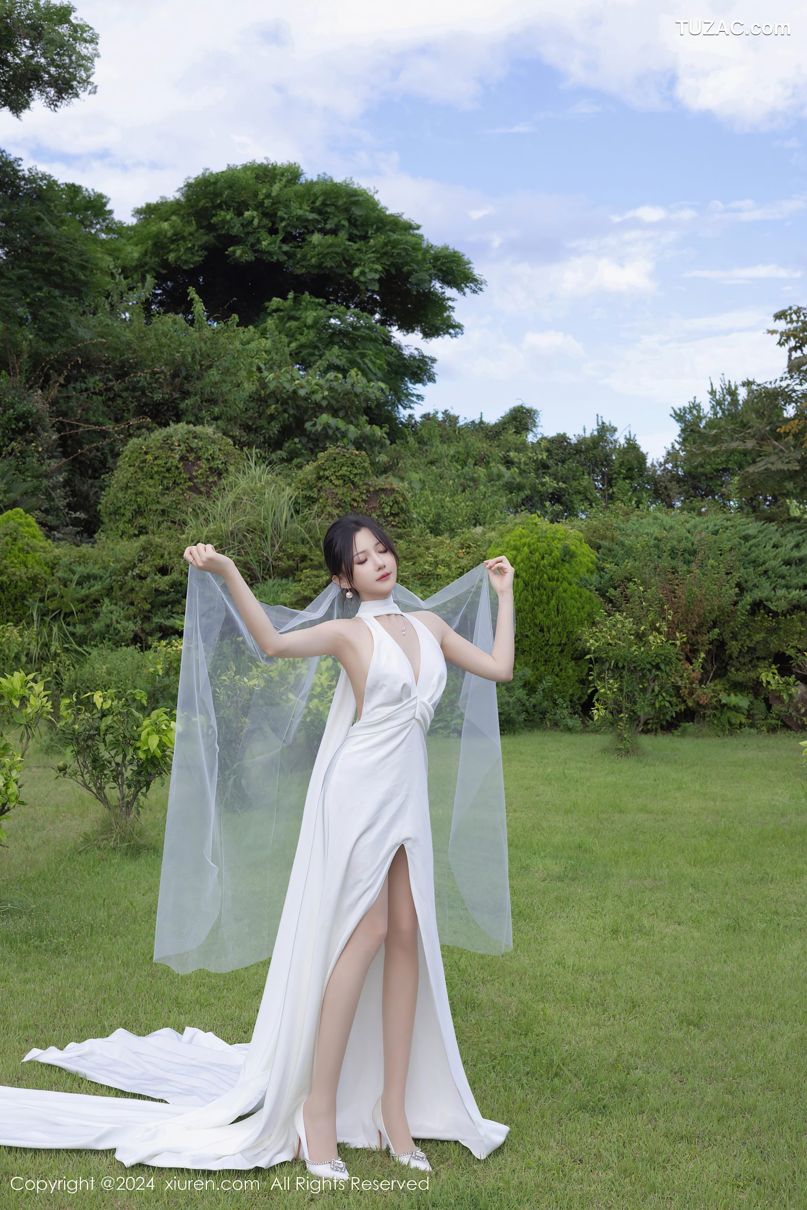 XiuRen秀人网-9387-鱼子酱Fish-户外妩媚新娘白纱爆乳-2024.11.01