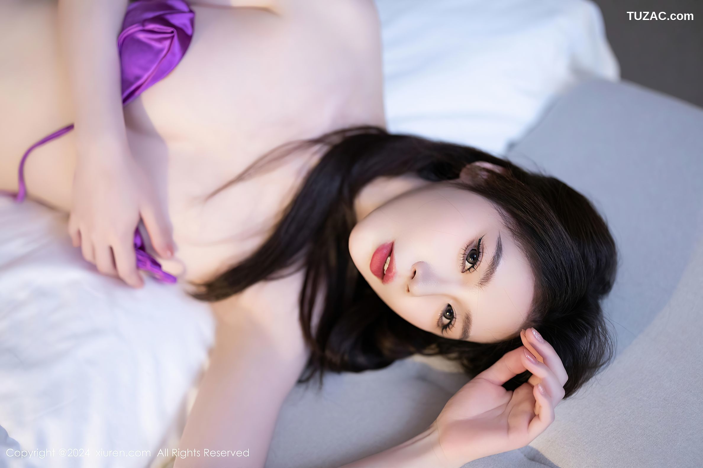 XiuRen秀人网-9390-梦心玥-紫色情趣内衣褐色吊带-2024.11.04