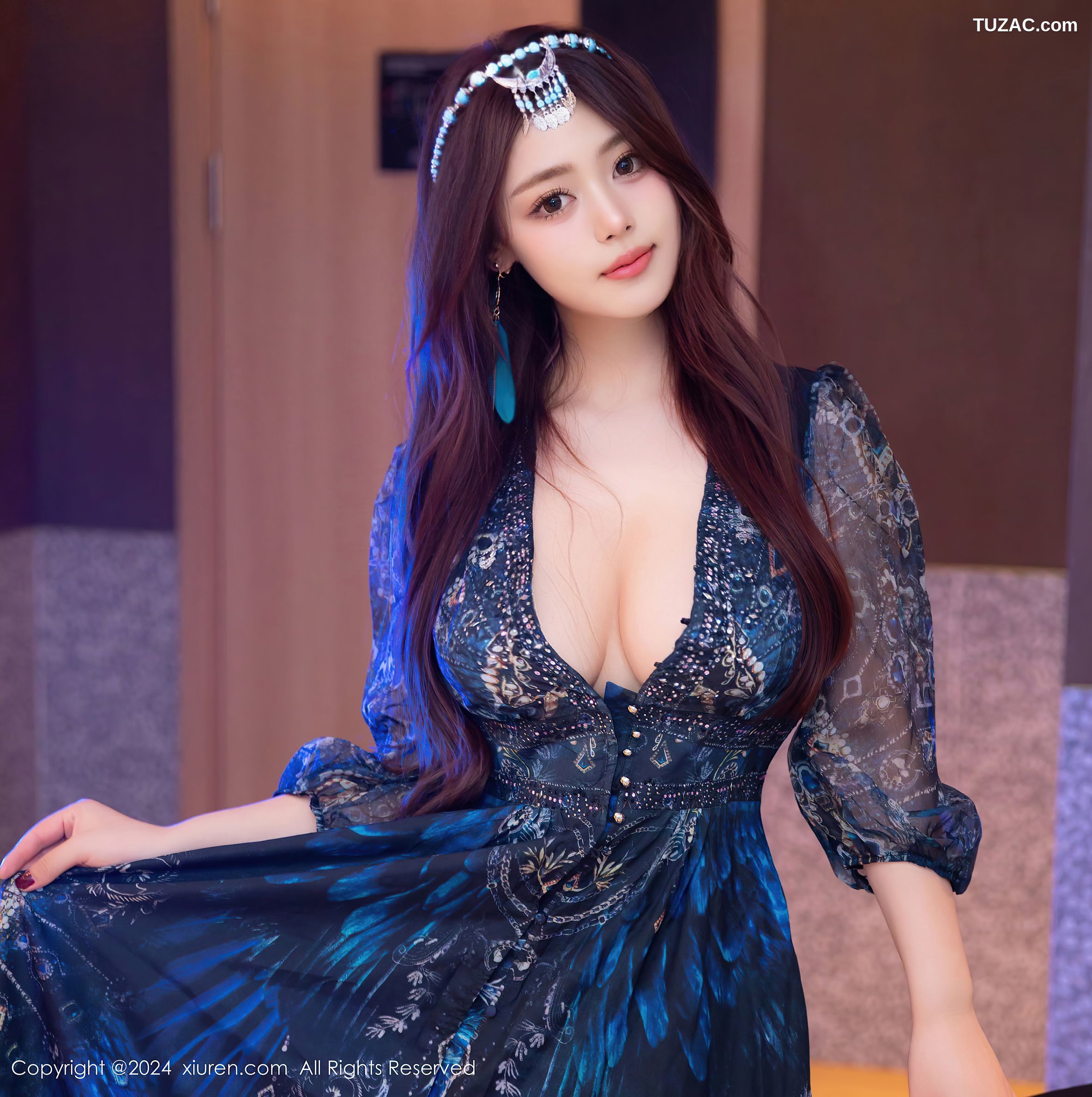 XiuRen秀人网-9403-蛋蛋宝-民族风孔雀裙黑丝少女爆乳-2024.11.06