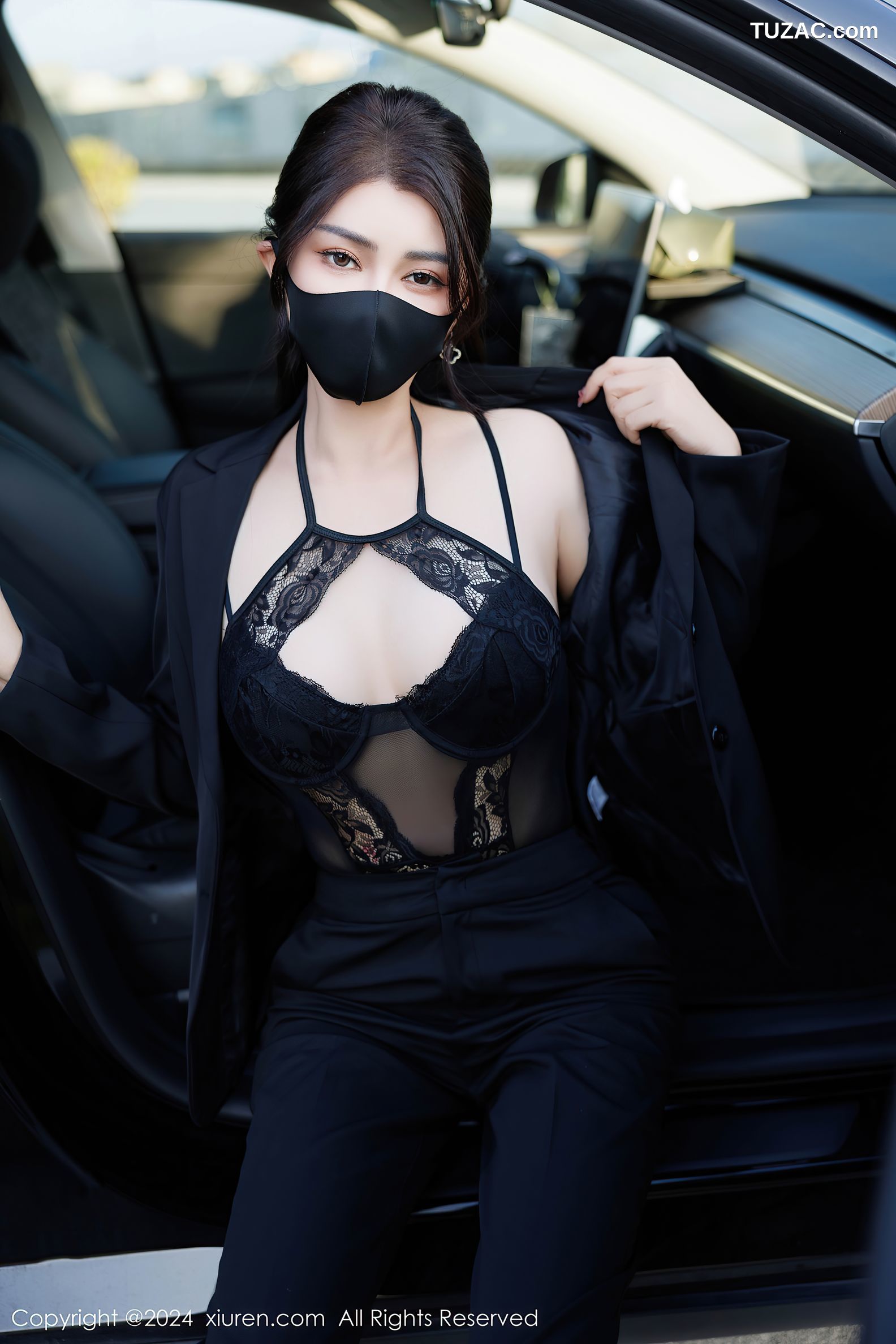 XiuRen秀人网-9405-凯竹Quinn-OL黑色套装黑蕾丝内衣黑丝-2024.11.06