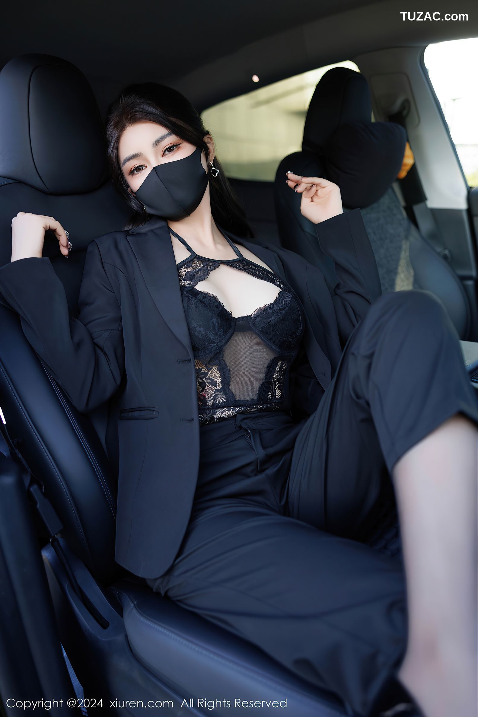 XiuRen秀人网-9405-凯竹Quinn-OL黑色套装黑蕾丝内衣黑丝-2024.11.06