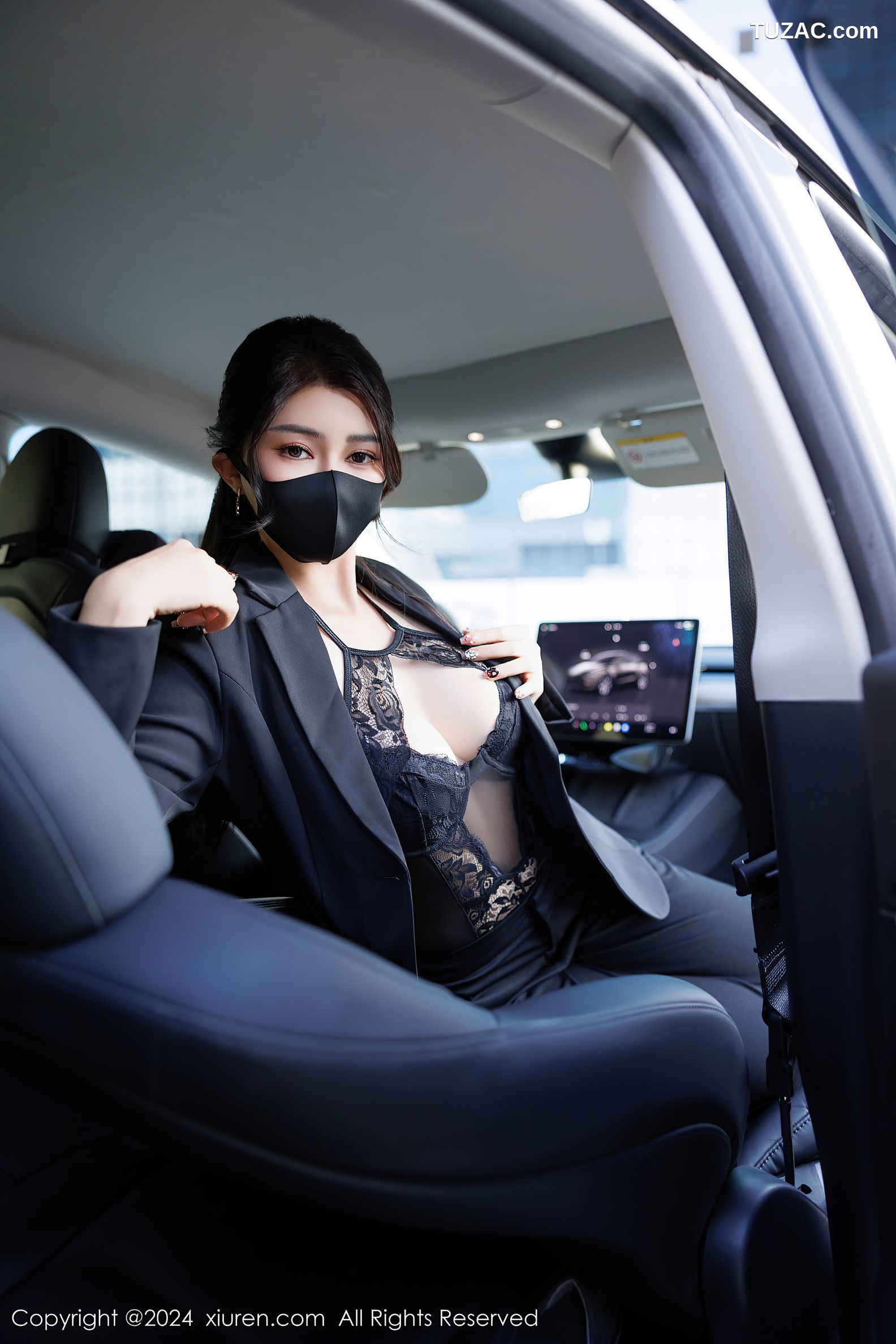 XiuRen秀人网-9405-凯竹Quinn-OL黑色套装黑蕾丝内衣黑丝-2024.11.06