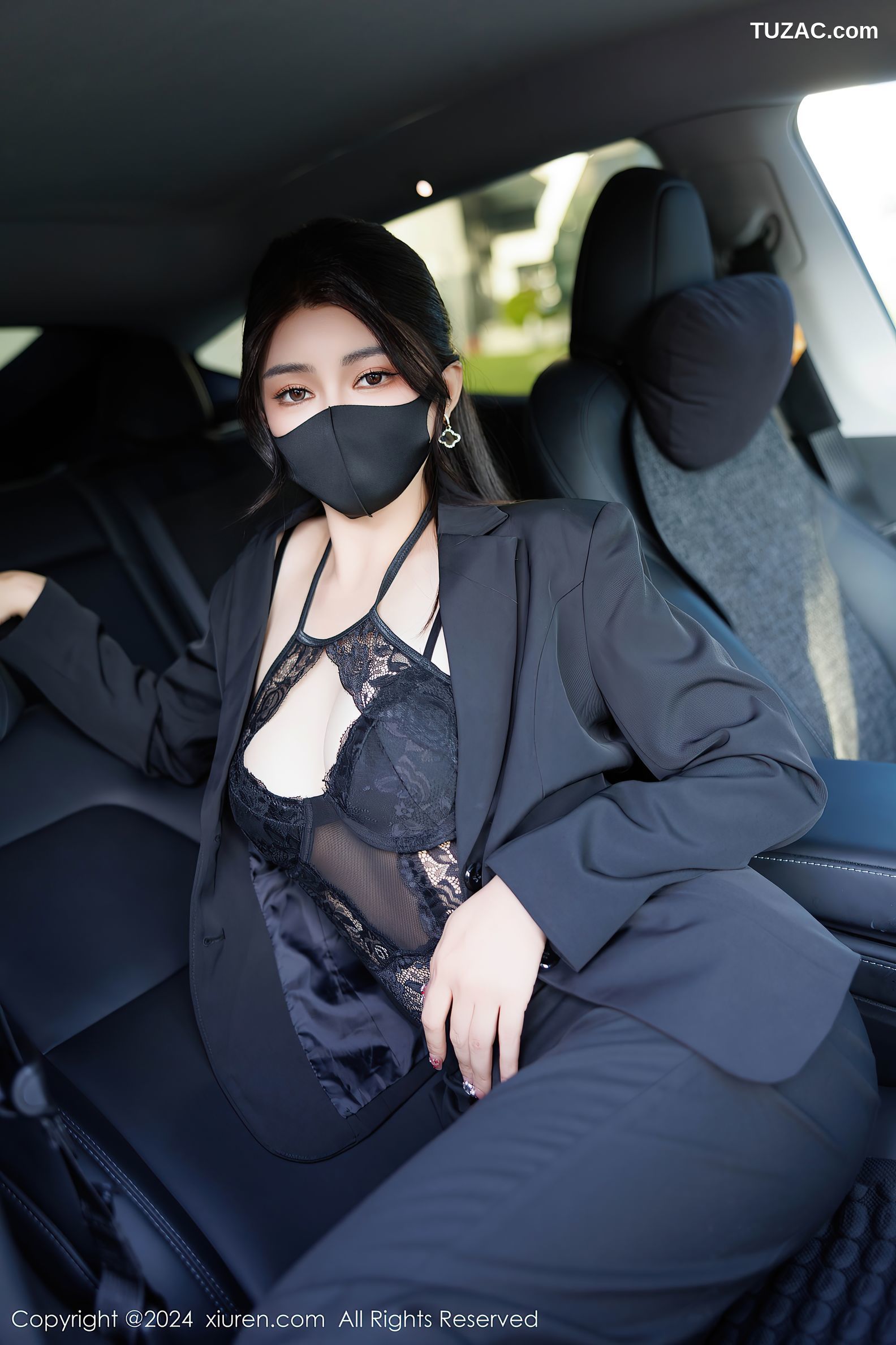 XiuRen秀人网-9405-凯竹Quinn-OL黑色套装黑蕾丝内衣黑丝-2024.11.06