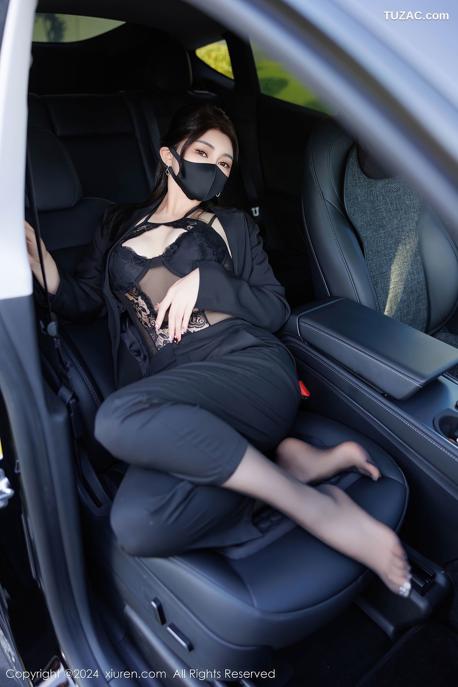 XiuRen秀人网-9405-凯竹Quinn-OL黑色套装黑蕾丝内衣黑丝-2024.11.06