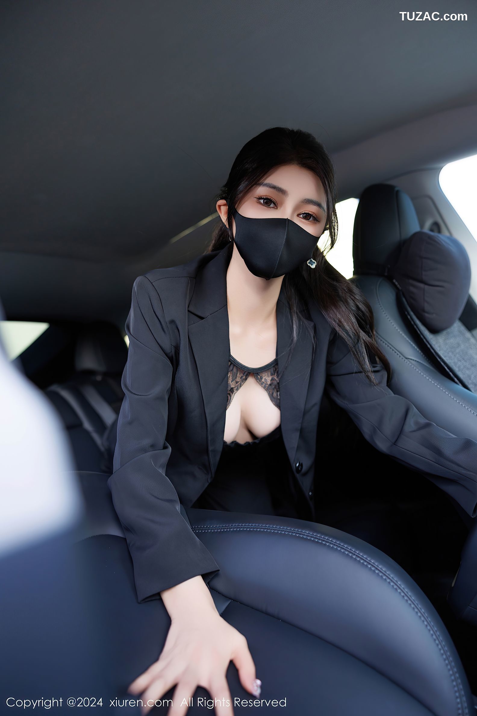 XiuRen秀人网-9405-凯竹Quinn-OL黑色套装黑蕾丝内衣黑丝-2024.11.06