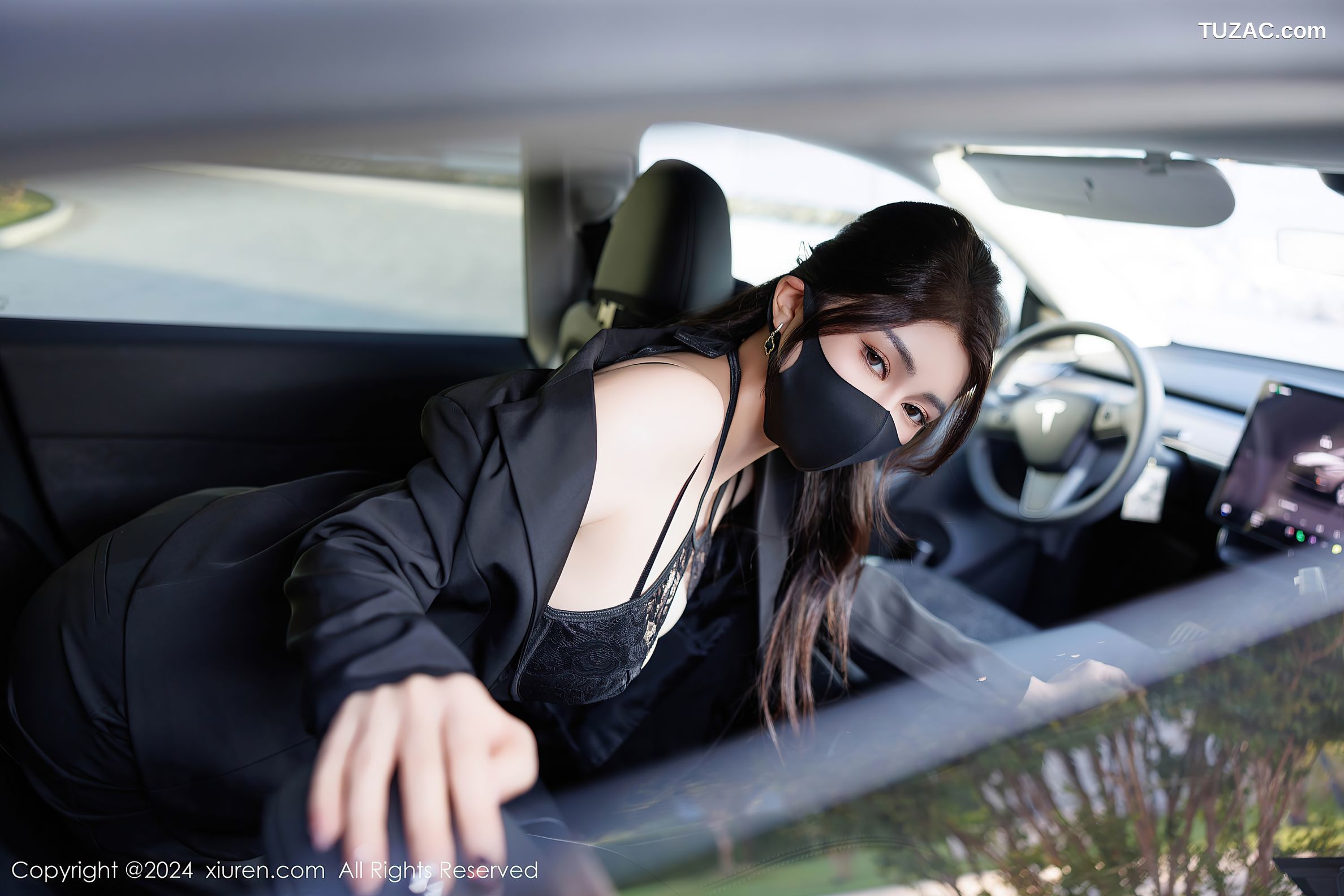 XiuRen秀人网-9405-凯竹Quinn-OL黑色套装黑蕾丝内衣黑丝-2024.11.06