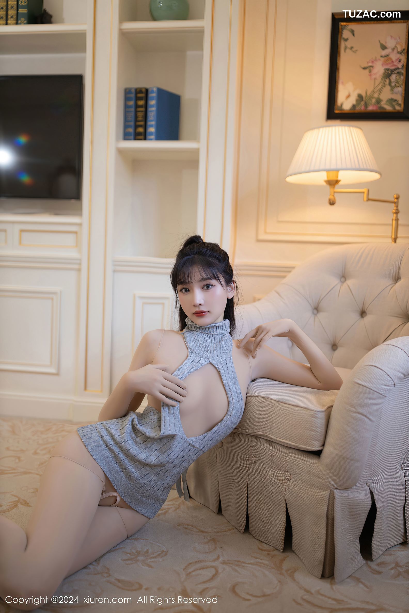 XiuRen秀人网-9413-陆萱萱-灰色针织衫肉色连体衣-2024.11.07