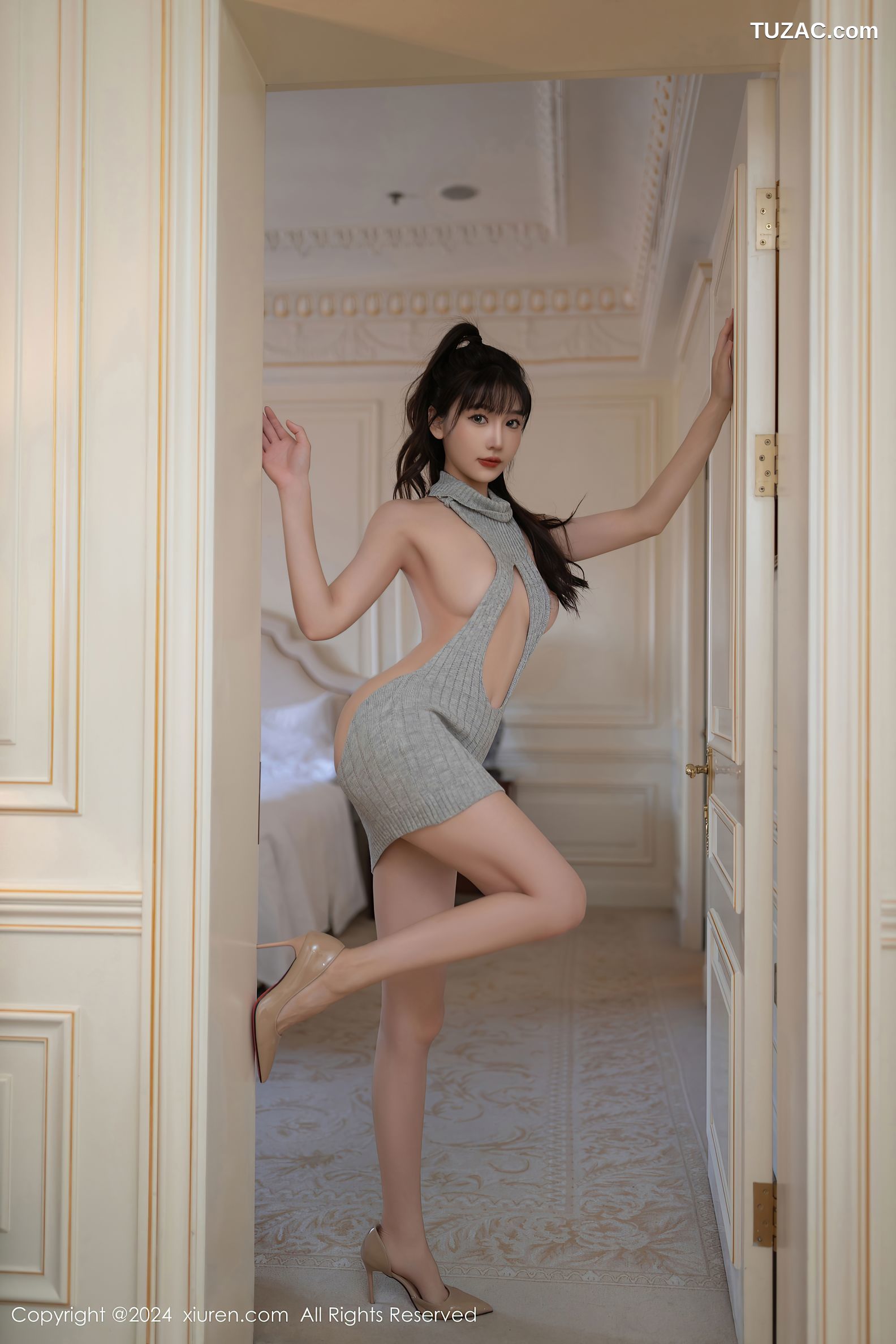 XiuRen秀人网-9413-陆萱萱-灰色针织衫肉色连体衣-2024.11.07