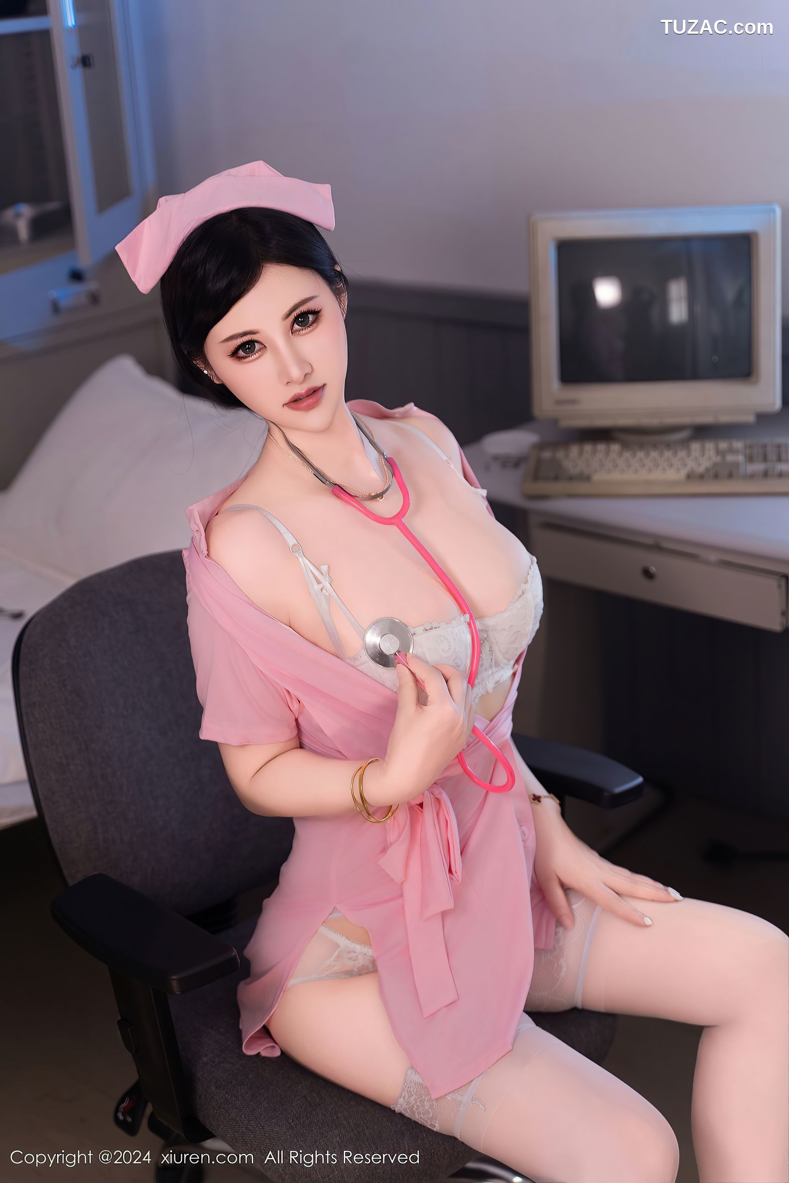 XiuRen秀人网-9434-诗诗kiki-情趣护士制服黑蕾丝-2024.11.12